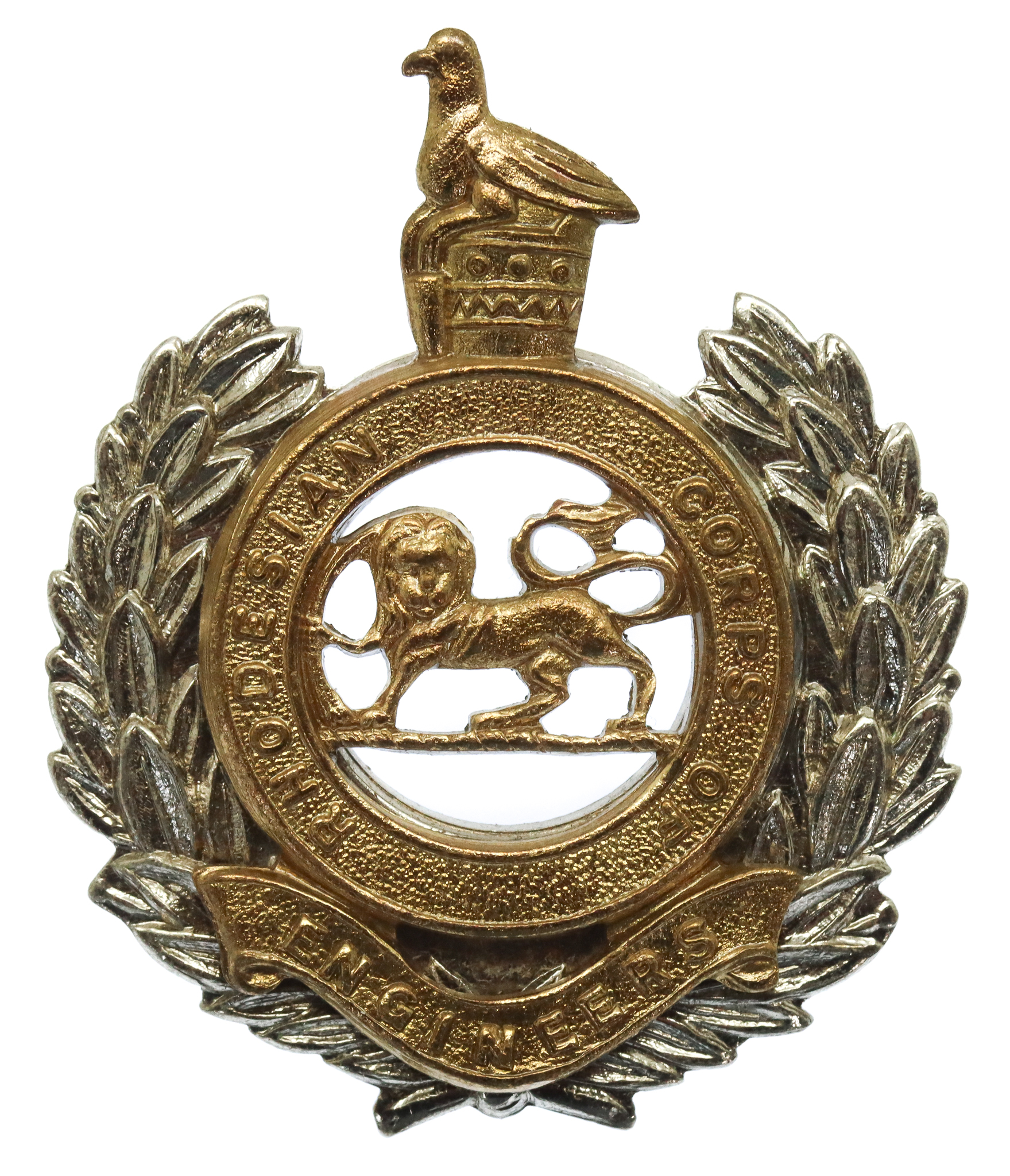 Rhodesian Corps of Engineers Bi-metal Cap Badge
