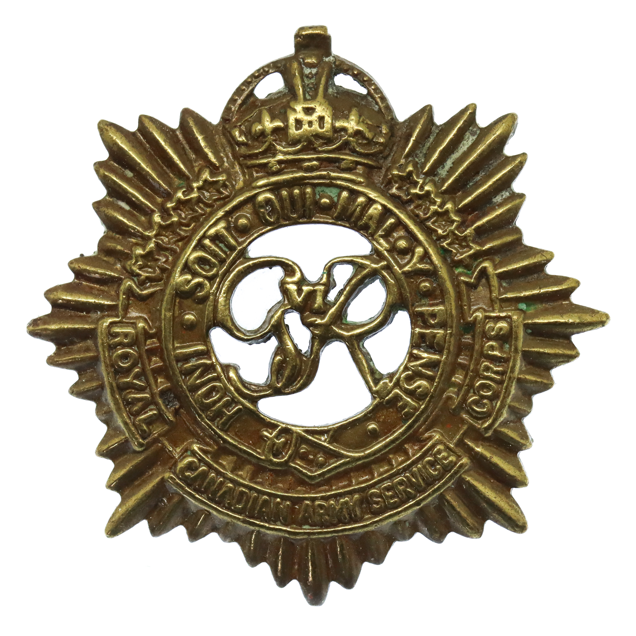 George VI Royal Canadian Army Service Corps Cap Badge