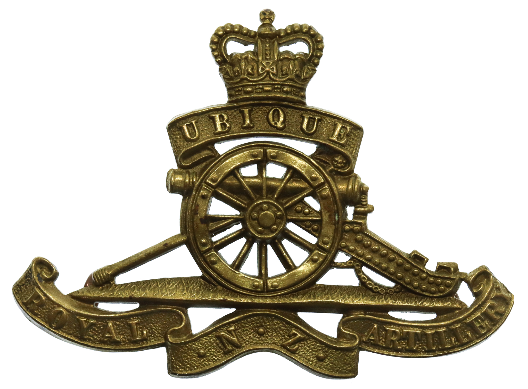 Royal New Zealand Artillery Cap Badge - Queen's Crown
