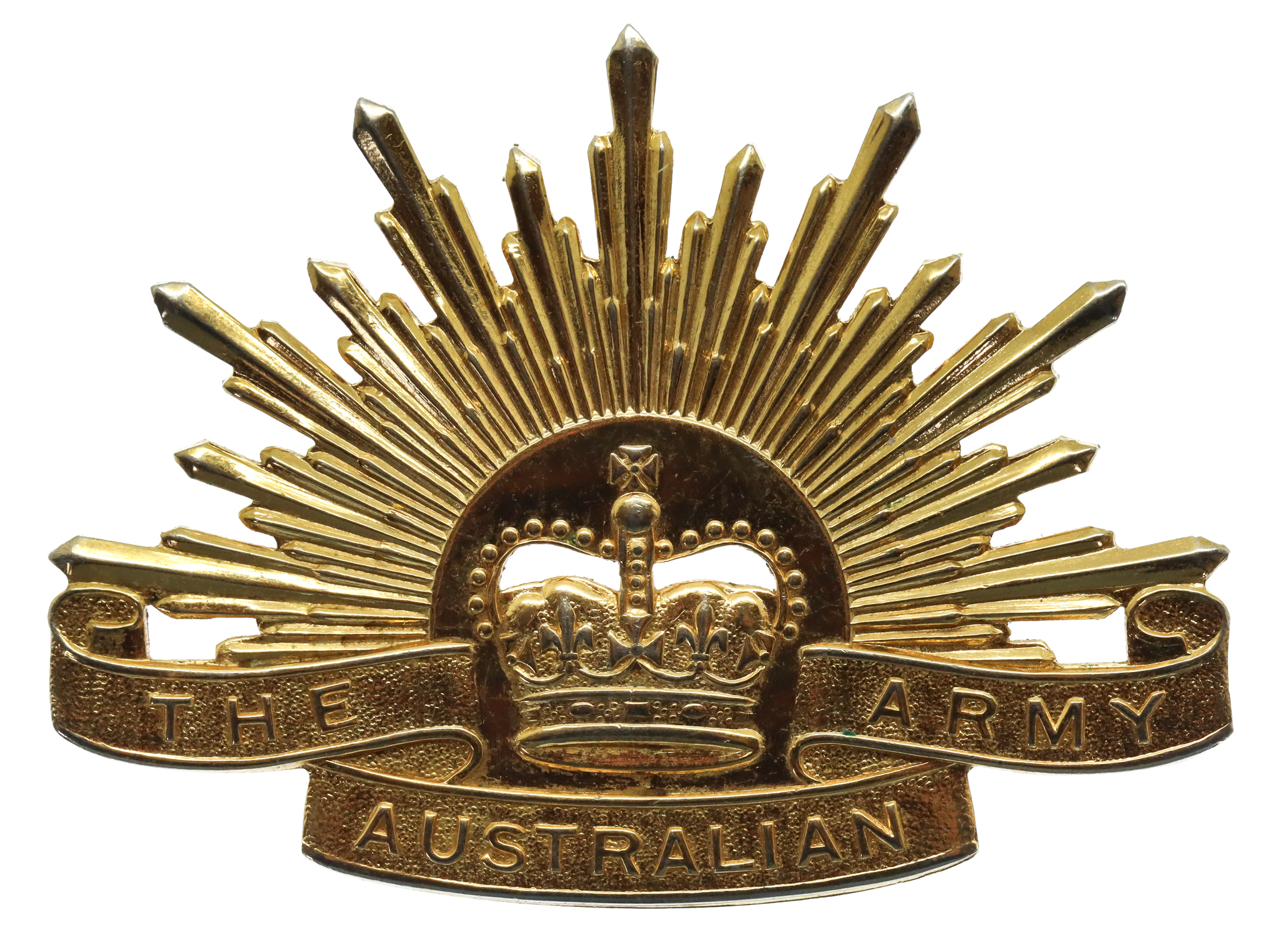 Australian Army Rising Sun Hat Badge - Queen's Crown