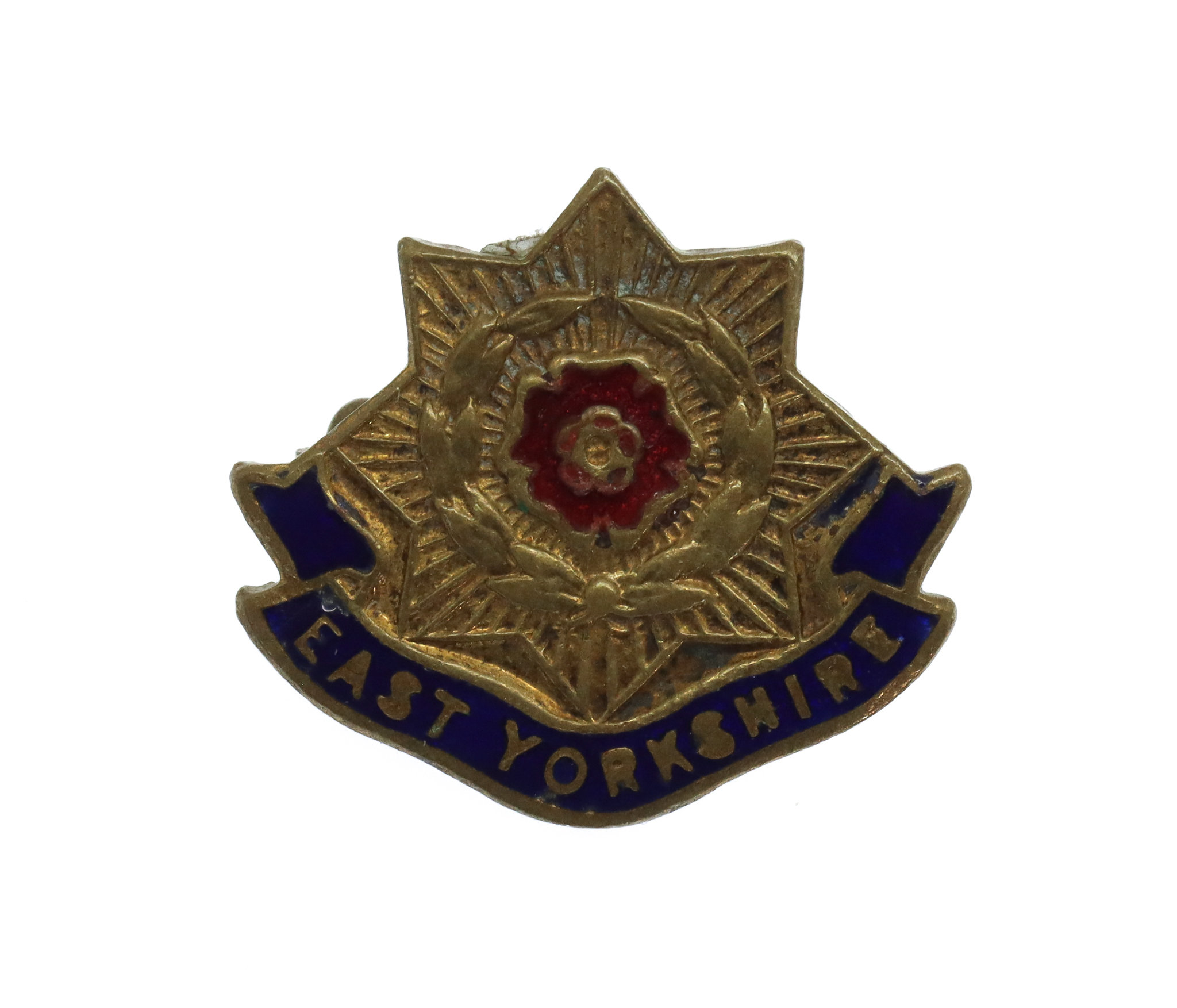 East Yorkshire Regiment Brass & Enamel Sweetheart Brooch/Lapel Badge