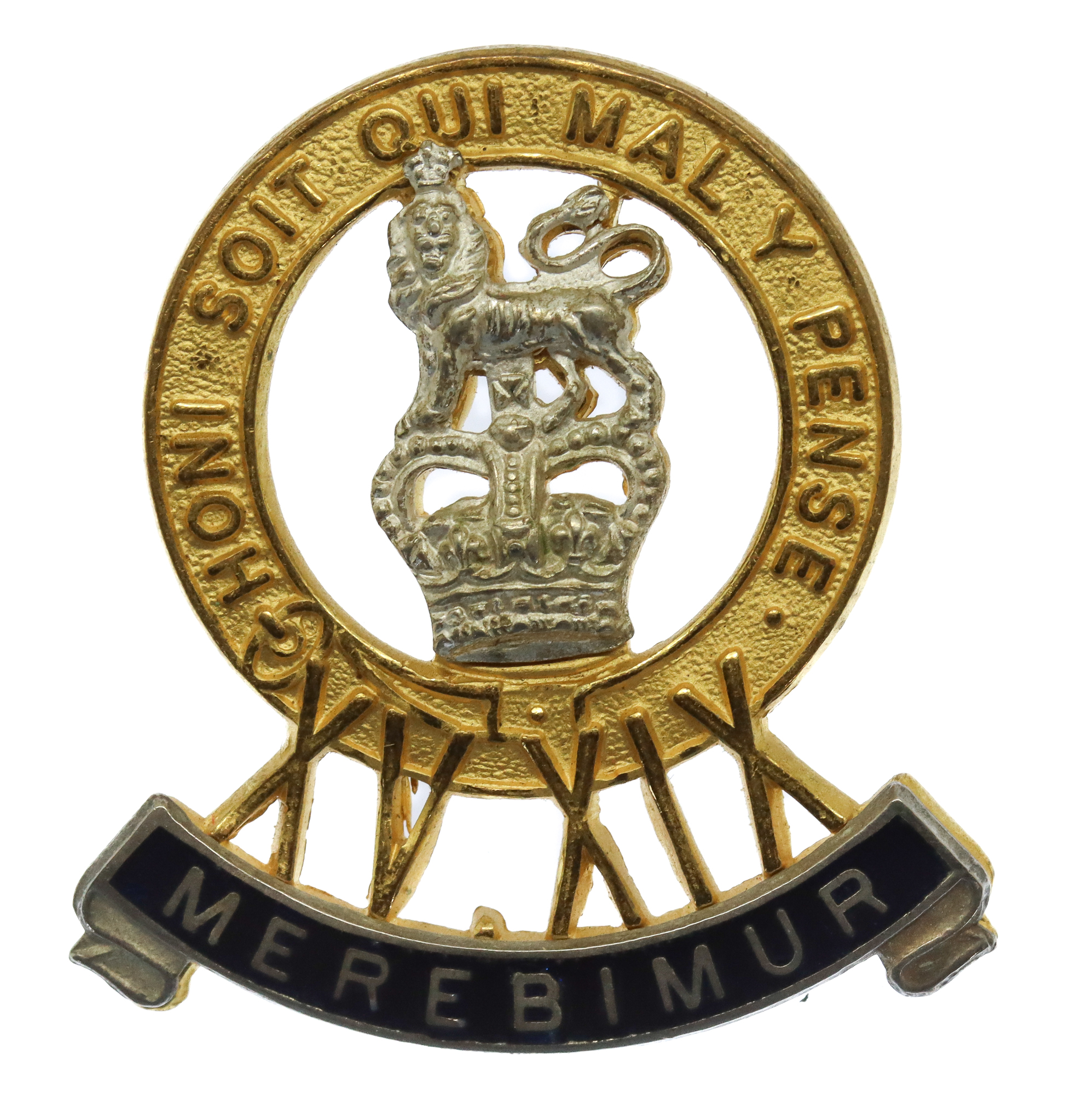15th/19th King's Hussars Officer's Dress Cap Badge - Queen's Crown