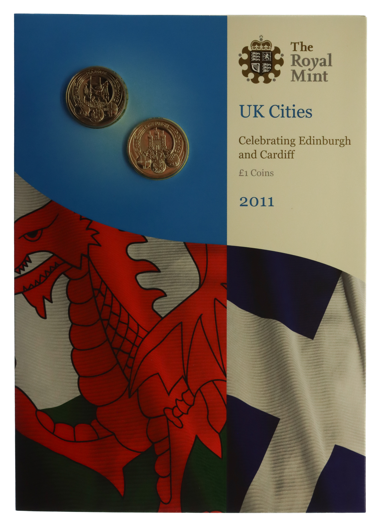 Royal Mint 2011 UK Cities £1 Coin Set - Celebrating Edinburgh and Cardiff