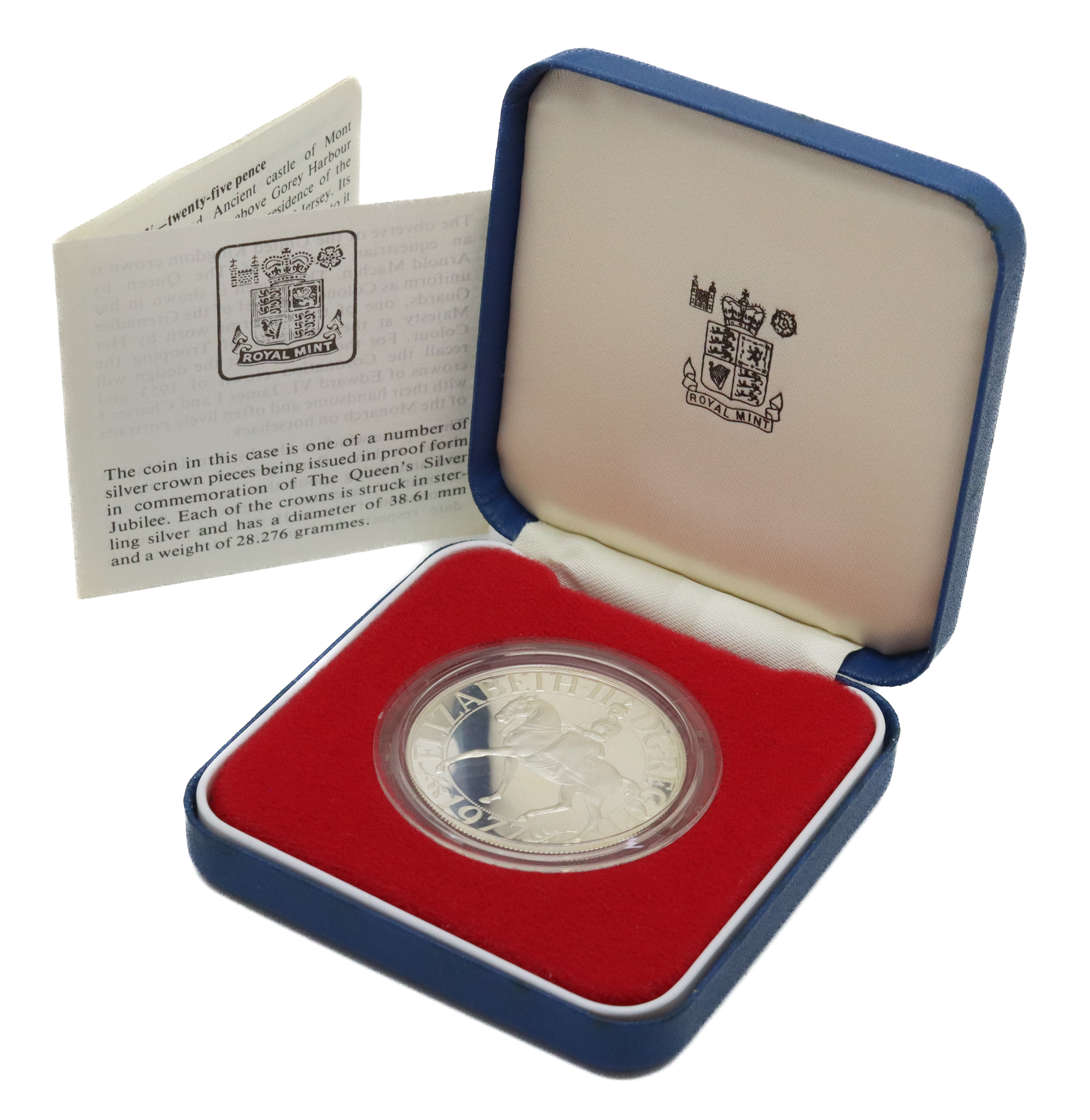 Royal Mint 1977 The Queen's Silver Jubilee Commemorative Silver Proof Crown Coin 