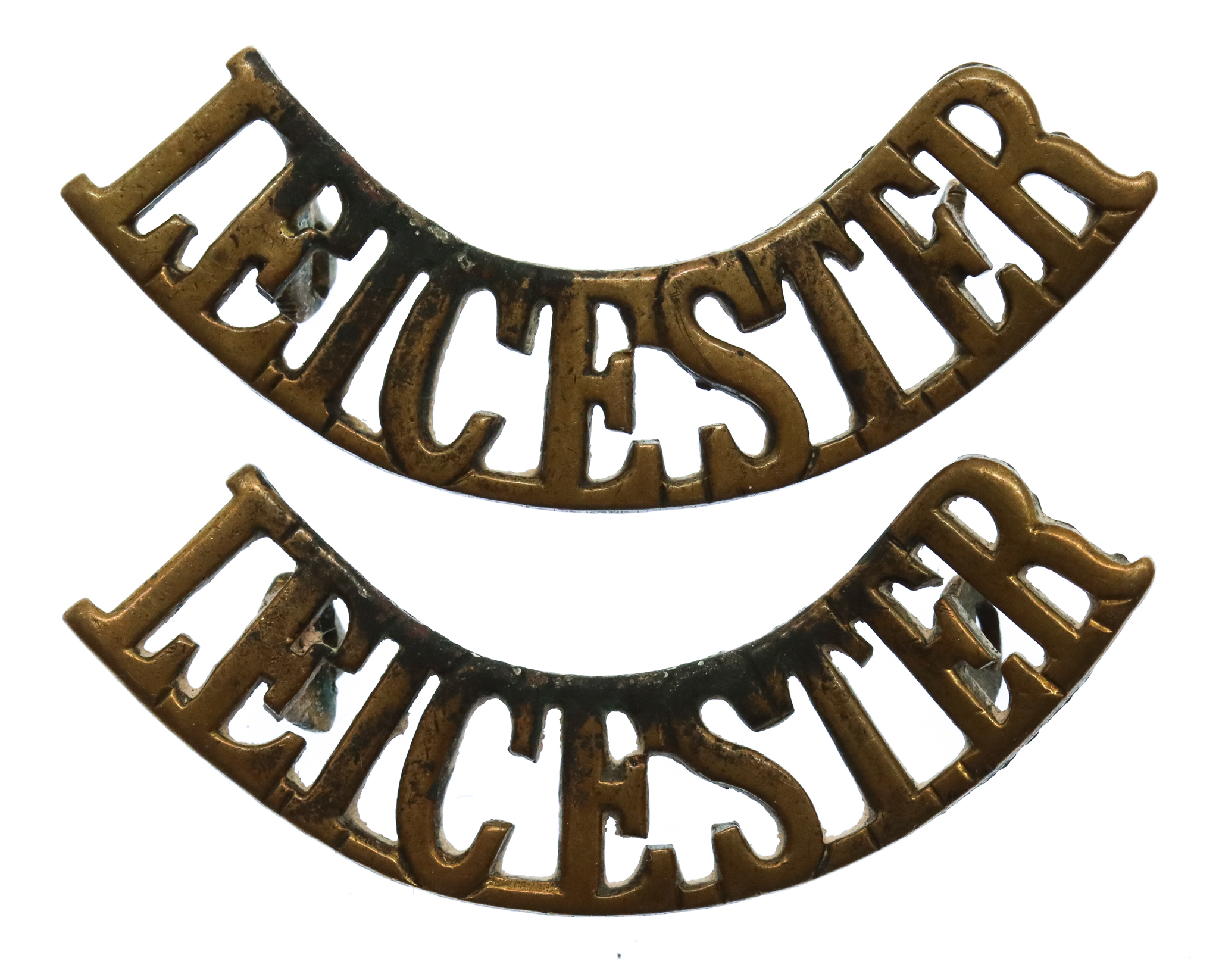 Pair of Leicestershire Regiment (LEICESTER) Shoulder Titles