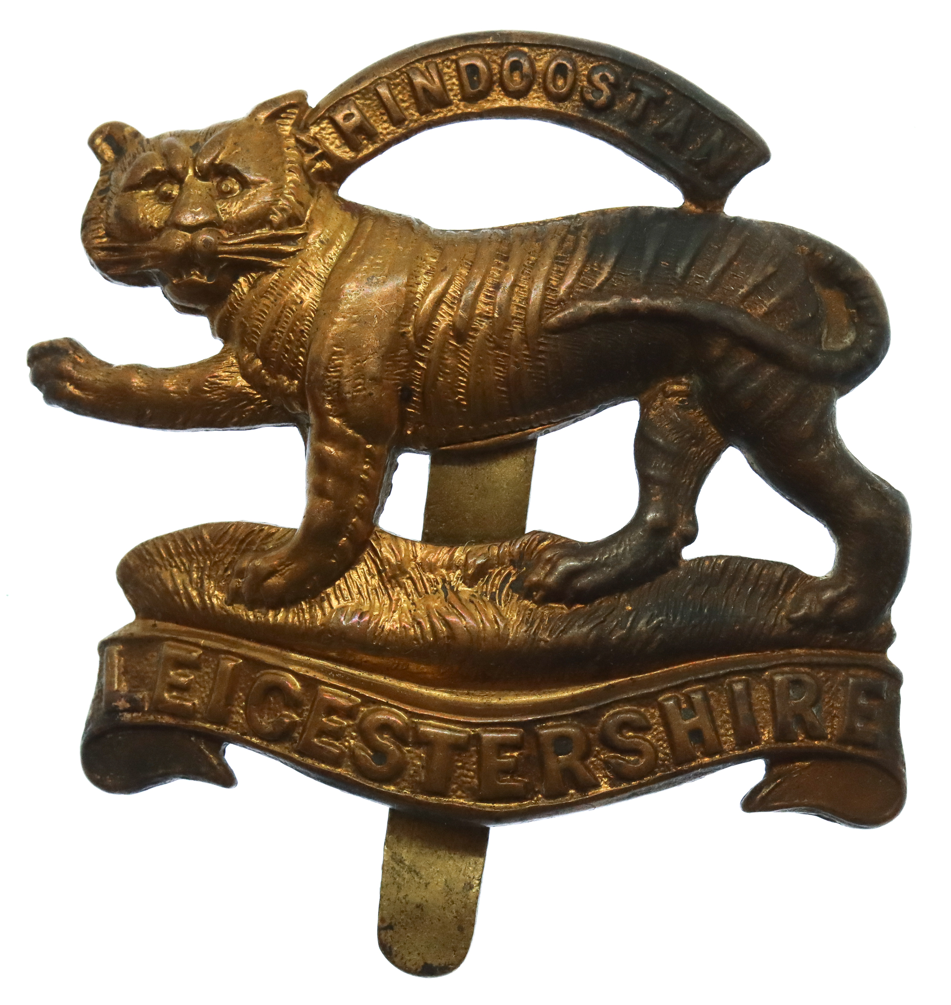 Leicestershire Regiment WW1 All Brass Economy Cap Badge