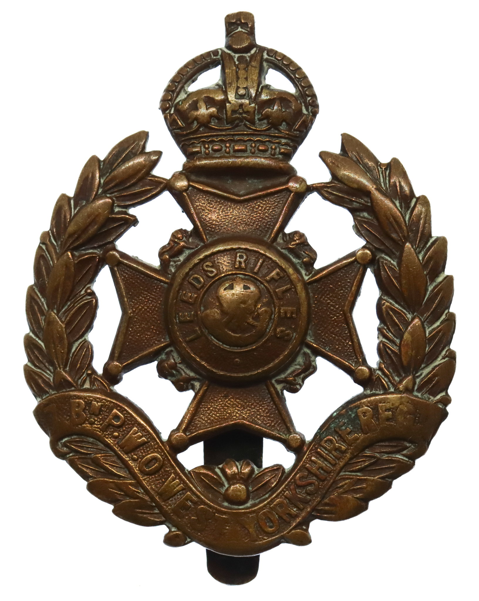 7th Bn. (Leeds Rifles) PWO West Yorkshire Regiment Cap Badge - King's Crown