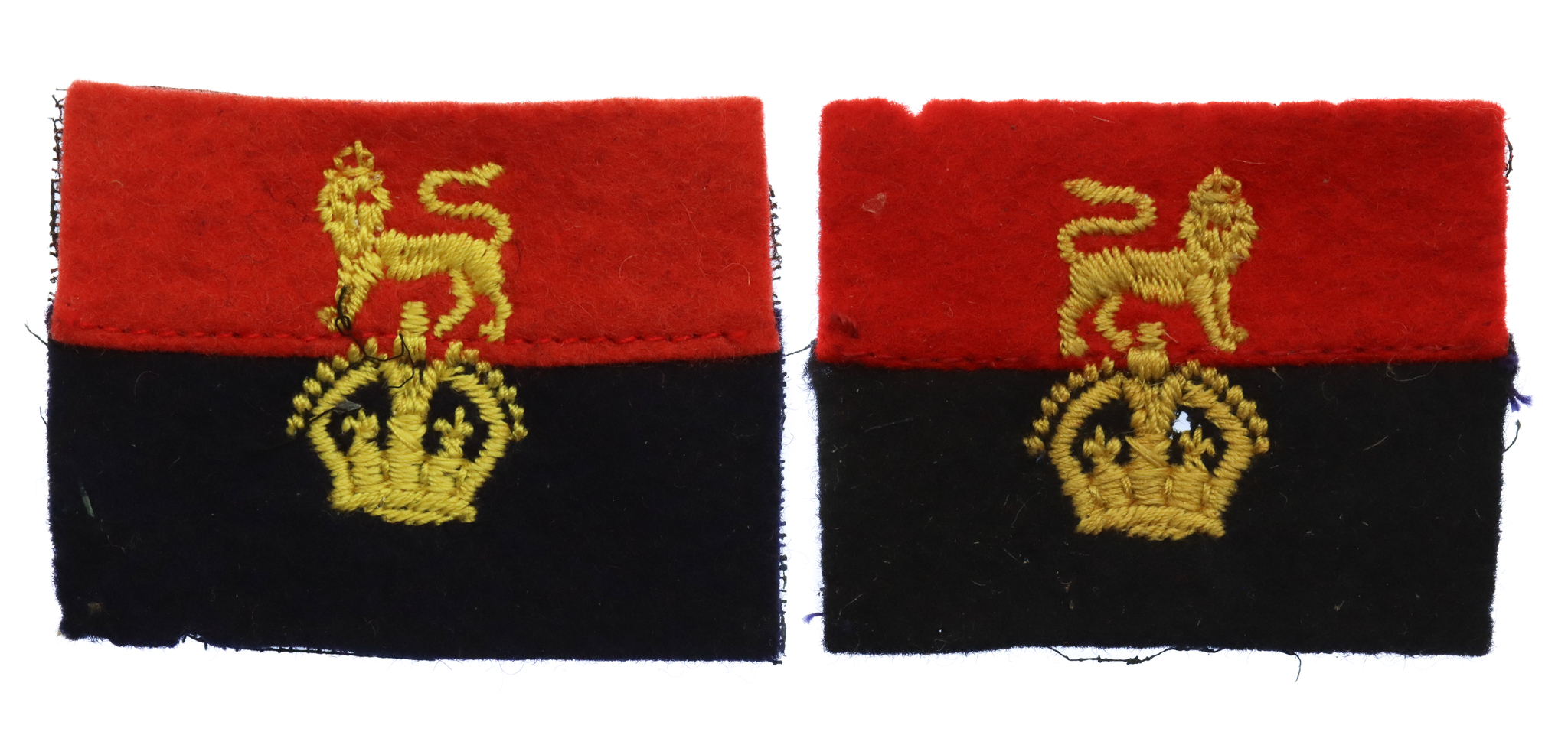 Pair of War Office Controlled Units Cloth Formation Signs - King's Crown