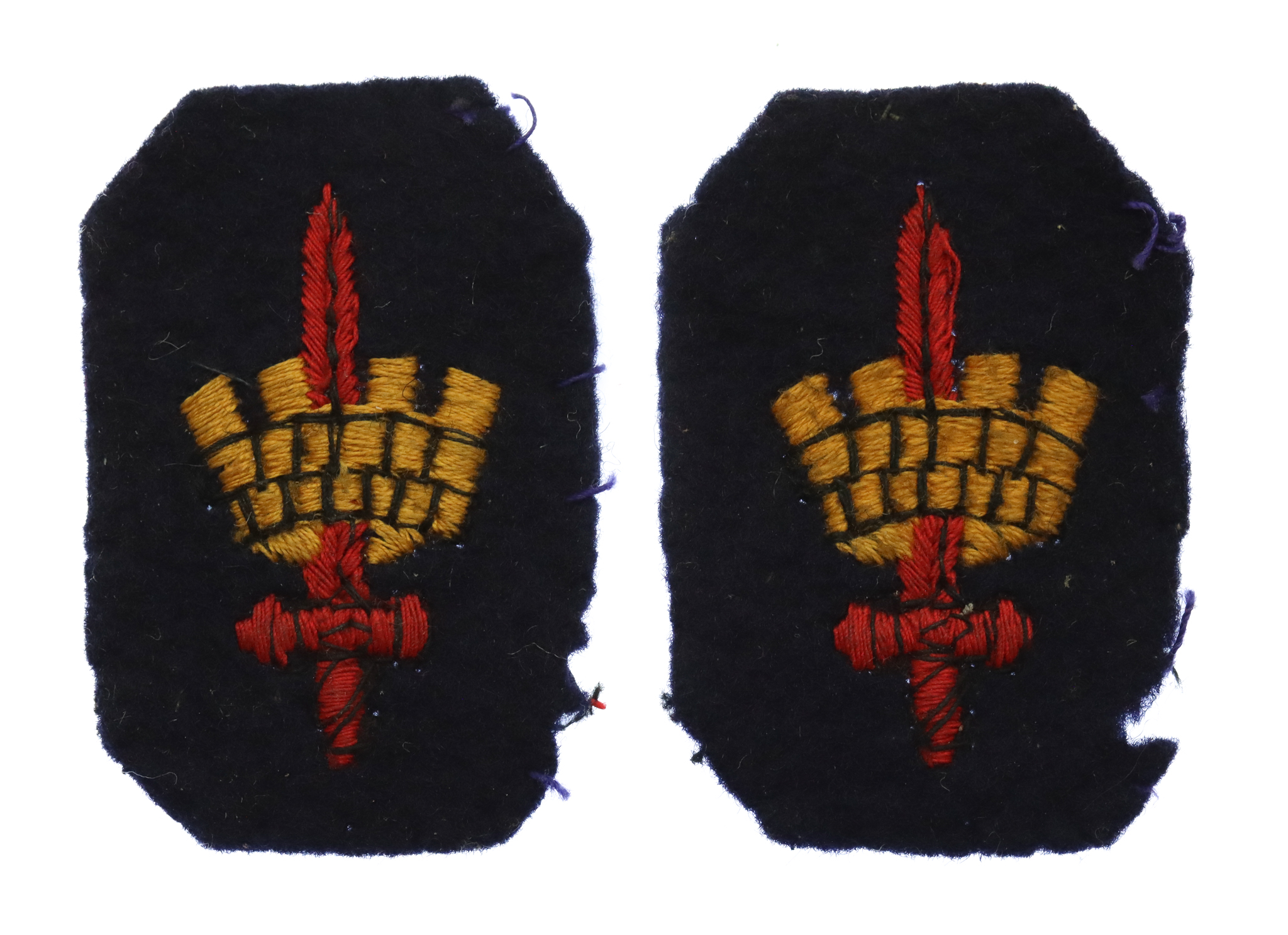 Pair of London District Cloth Formation Signs