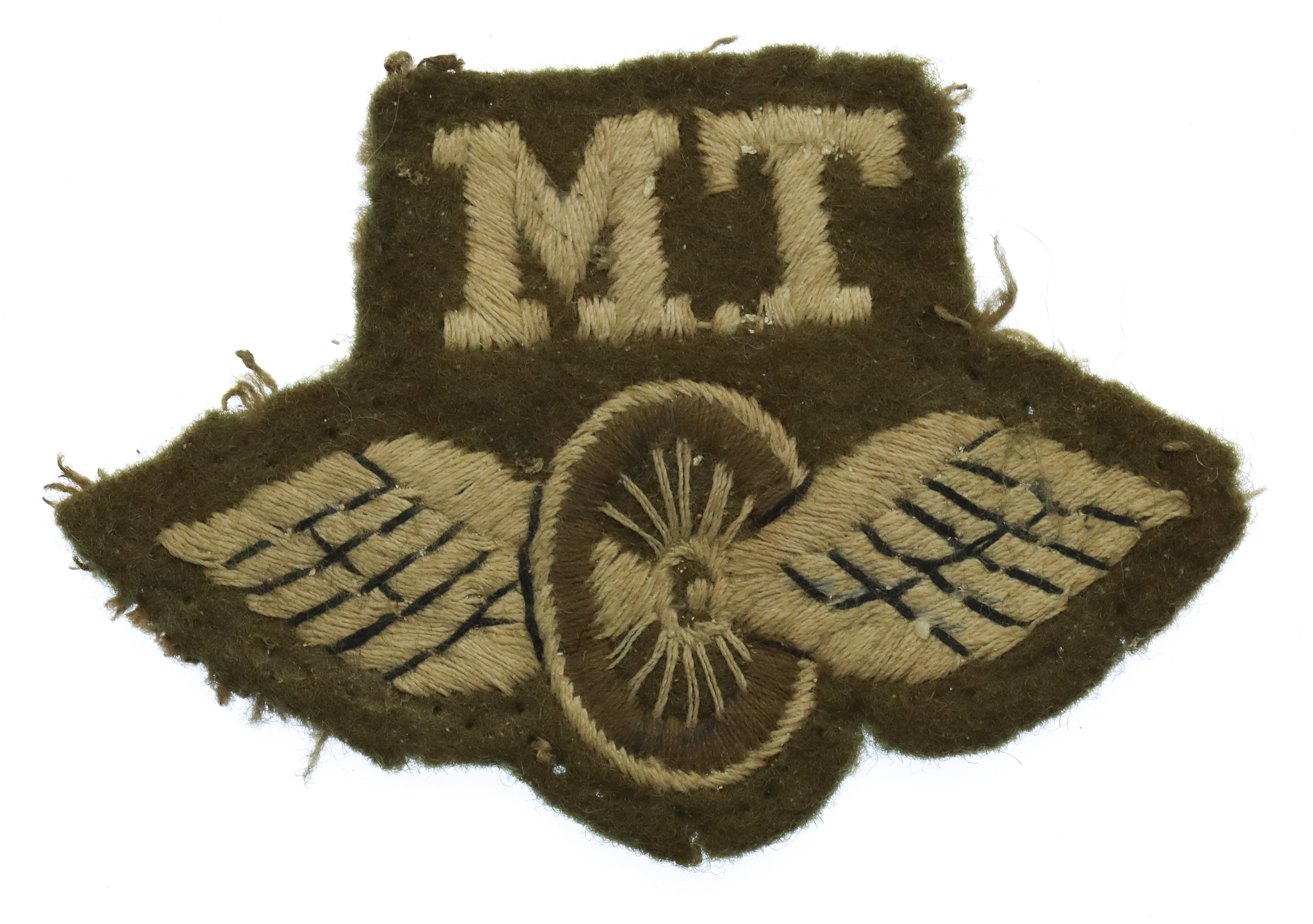 British Army Motor Transport (M.T.) Winged Wheel Cloth Proficiency Arm Badge