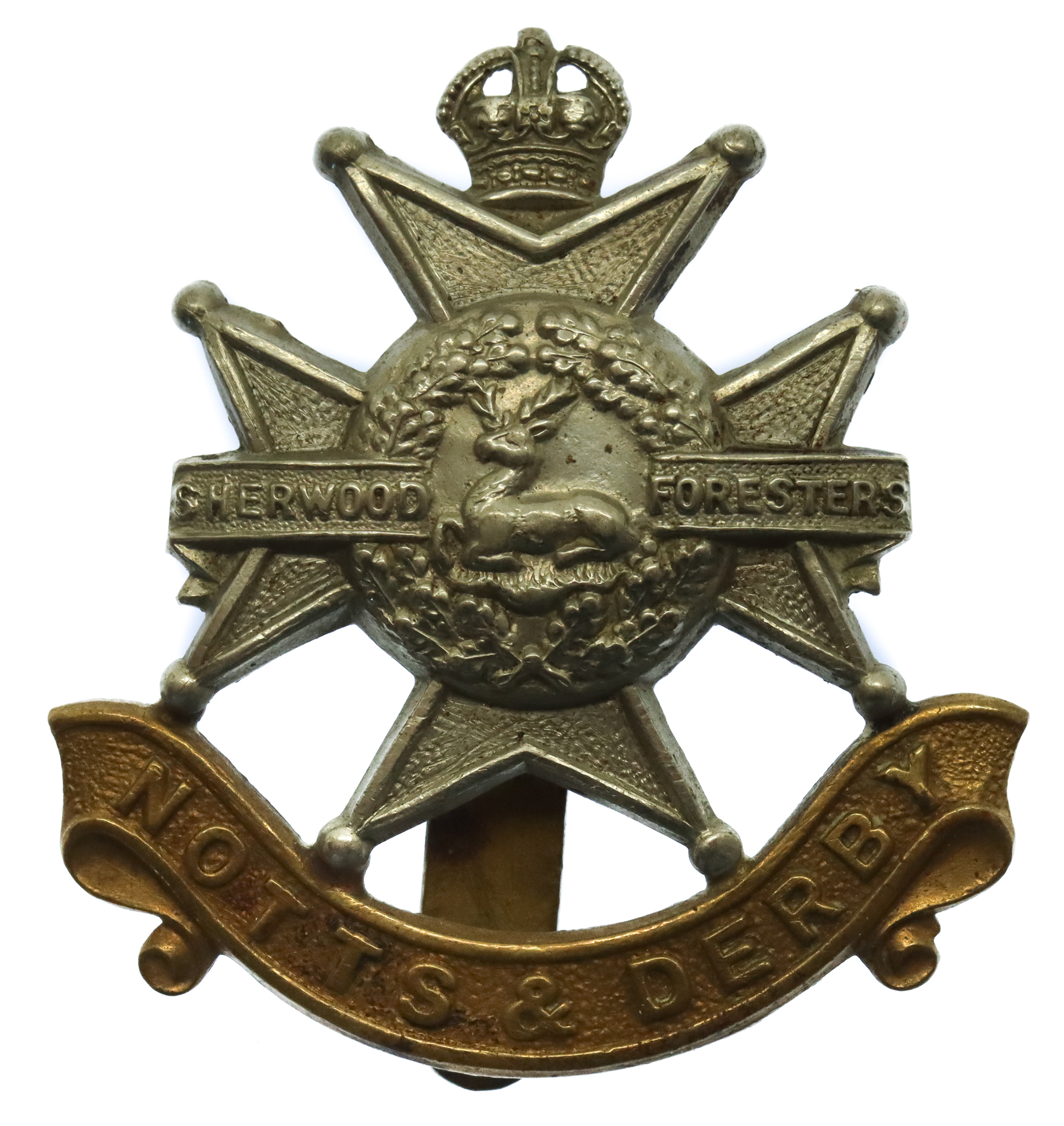 Notts & Derby Regiment (Sherwood Foresters) Cap Badge - King's Crown