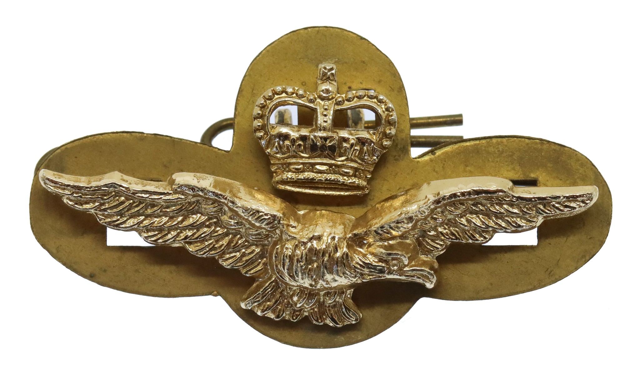 Royal Air Force (R.A.F.) Anodised (Staybrite) Officer's Field Service Cap Badge - Queen's Crown