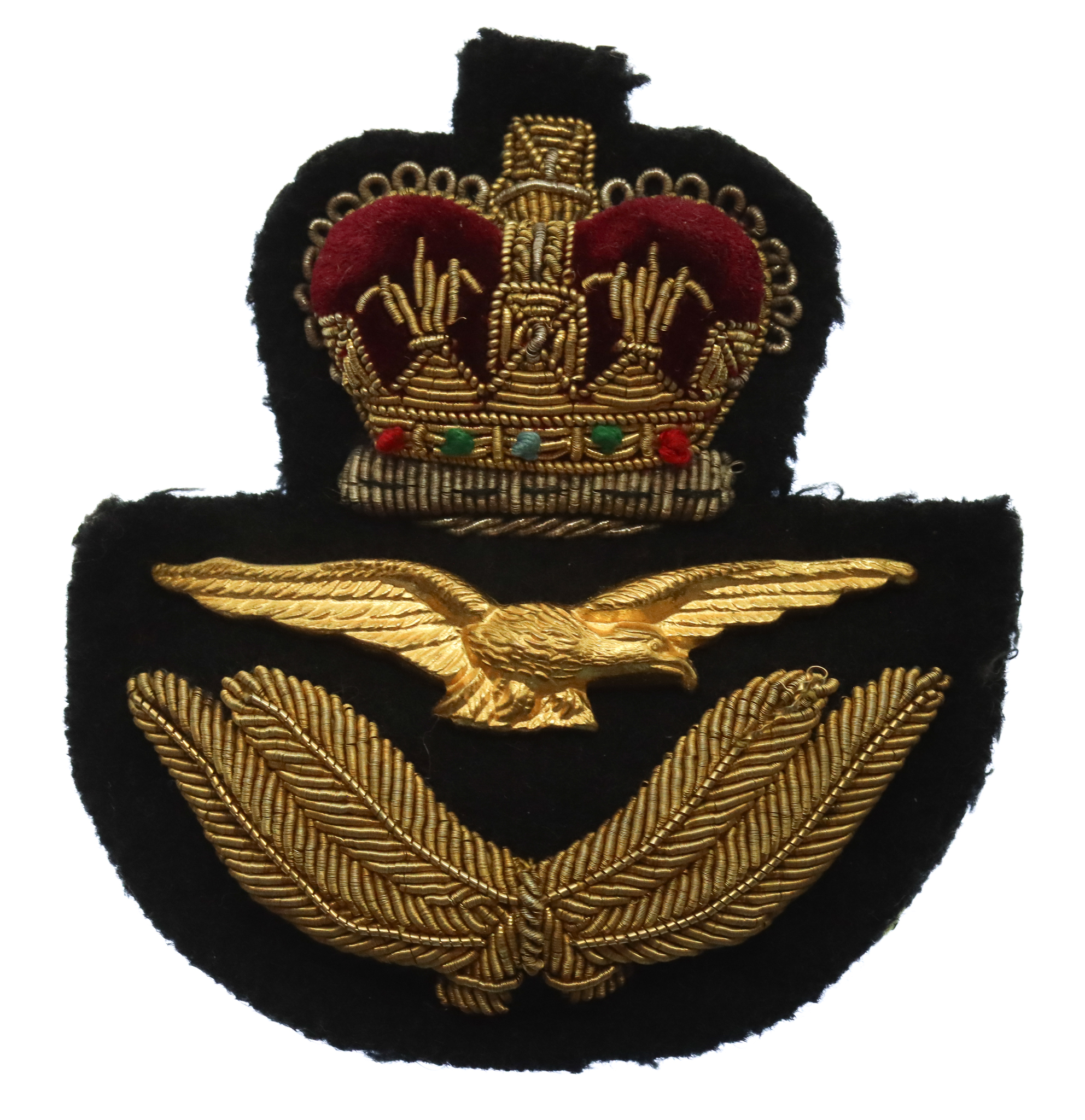 Royal Air Force (R.A.F.) Officer's Bullion Cap Badge - Queen's Crown