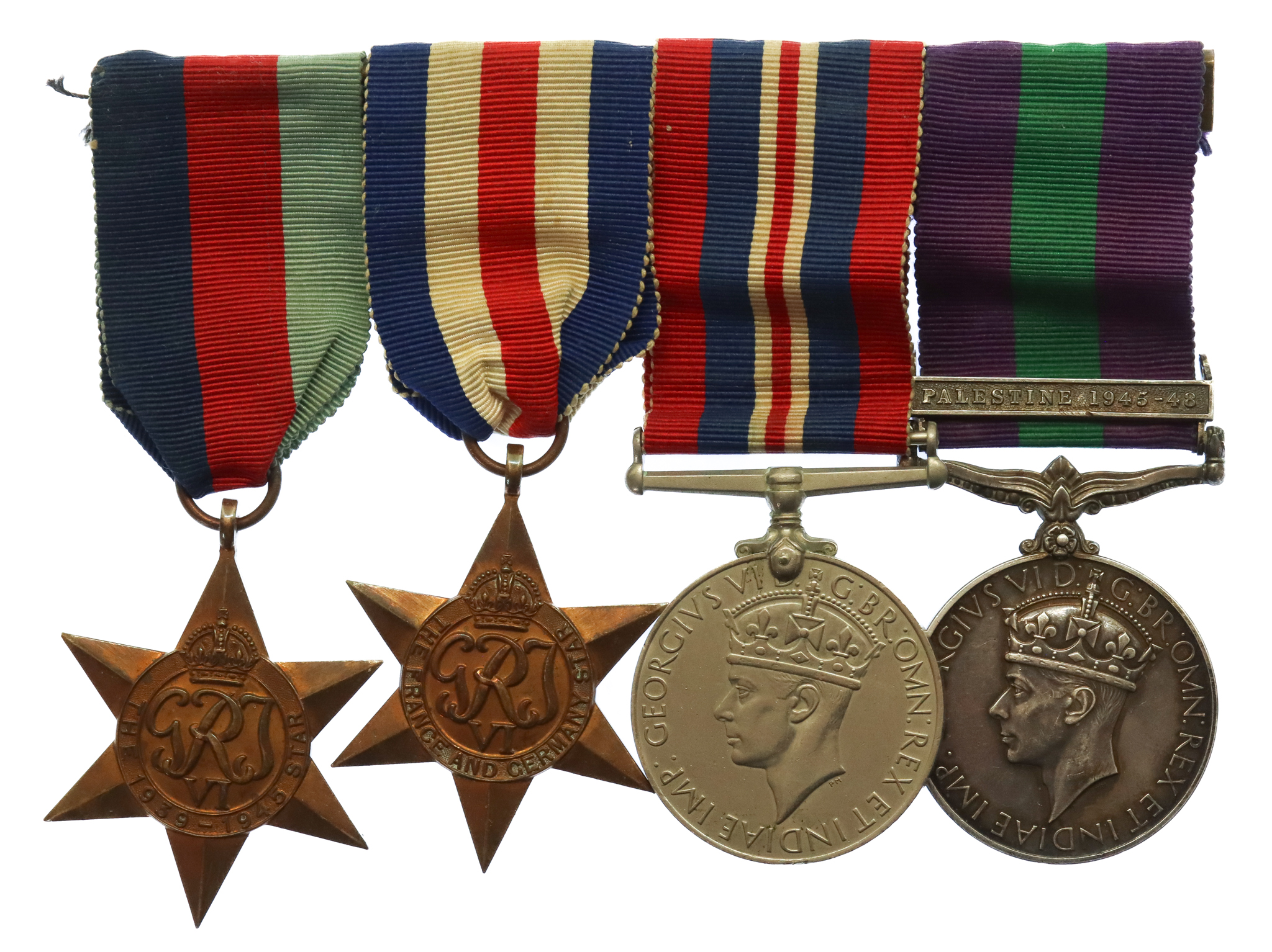 WW2 and General Service Medal (Clasp - Palestine 1945-48) Group of Four - Gdsm. A. Hanson, Coldstream Guards