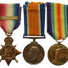 WW1 1914 Mons Star Medal Trio - Pte. A.E. Pell, Middlesex Regiment - Wounded at Le Basse