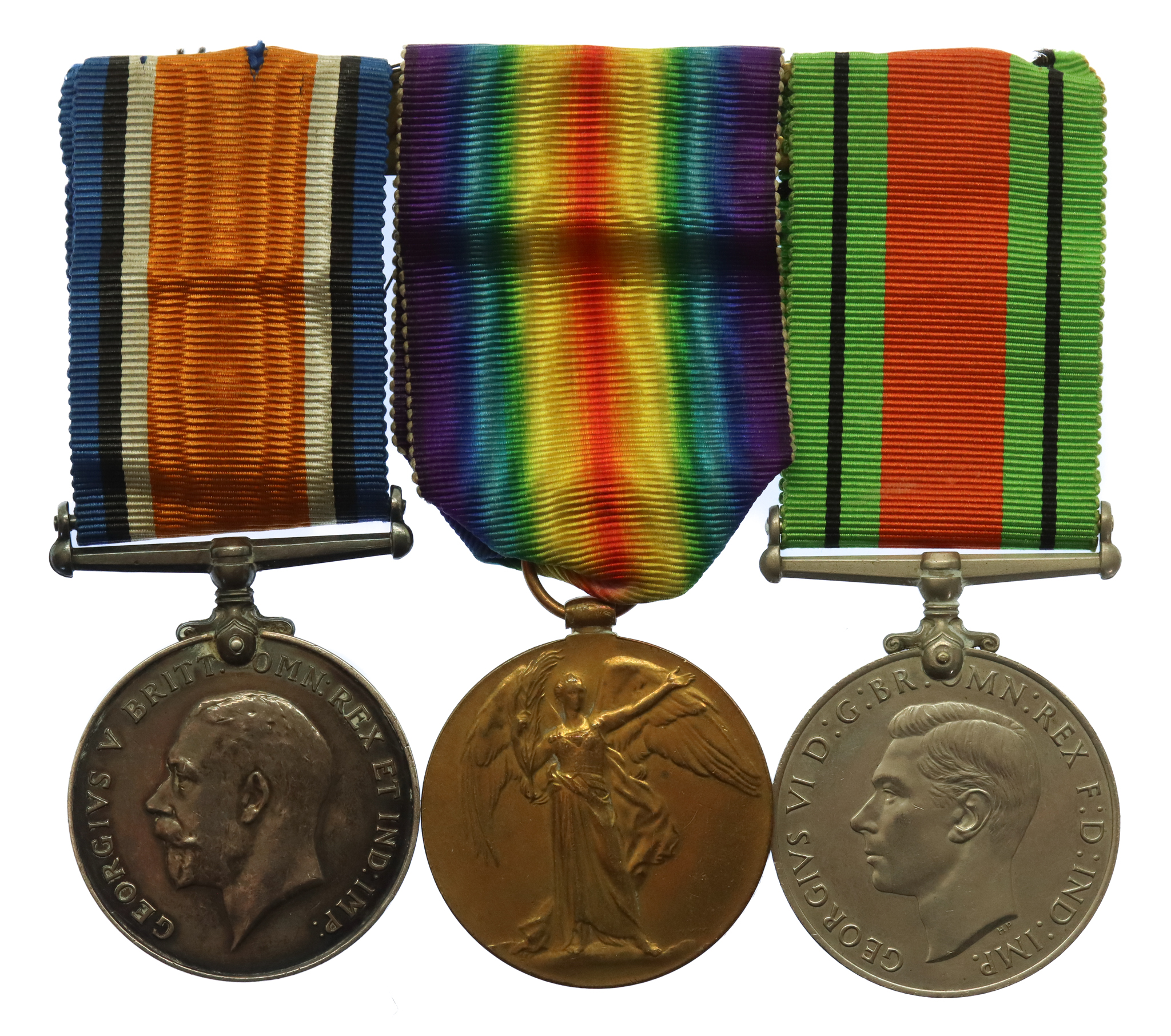 WW1 British War Medal, Victory Medal and WW2 Defence Medal Group of Three - Pte. W.H. St John, Middlesex Regiment