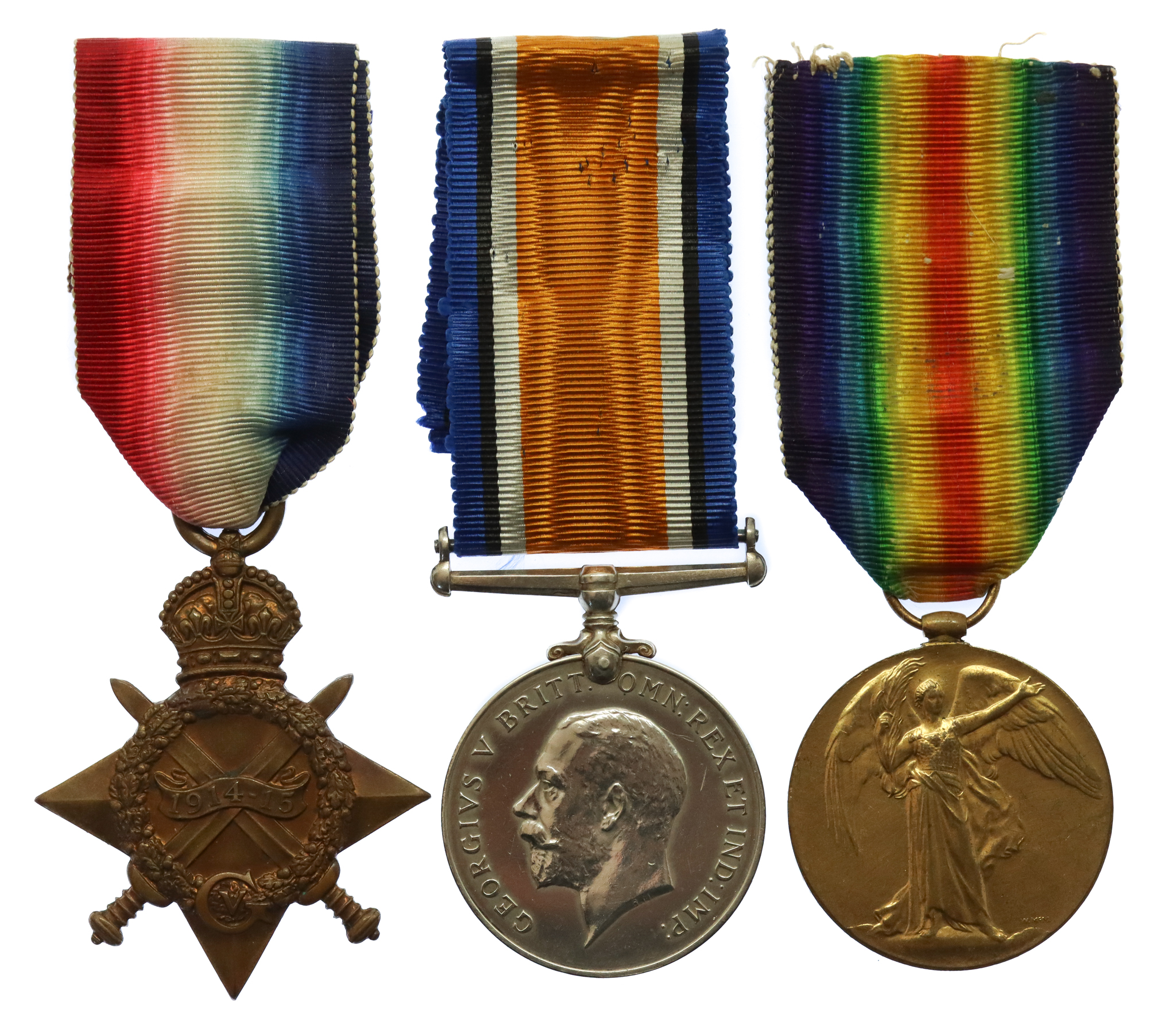 WW1 1914-15 Star Medal Trio - Pte. W.D. Perry, 13th (West Ham) Bn. Essex Regiment