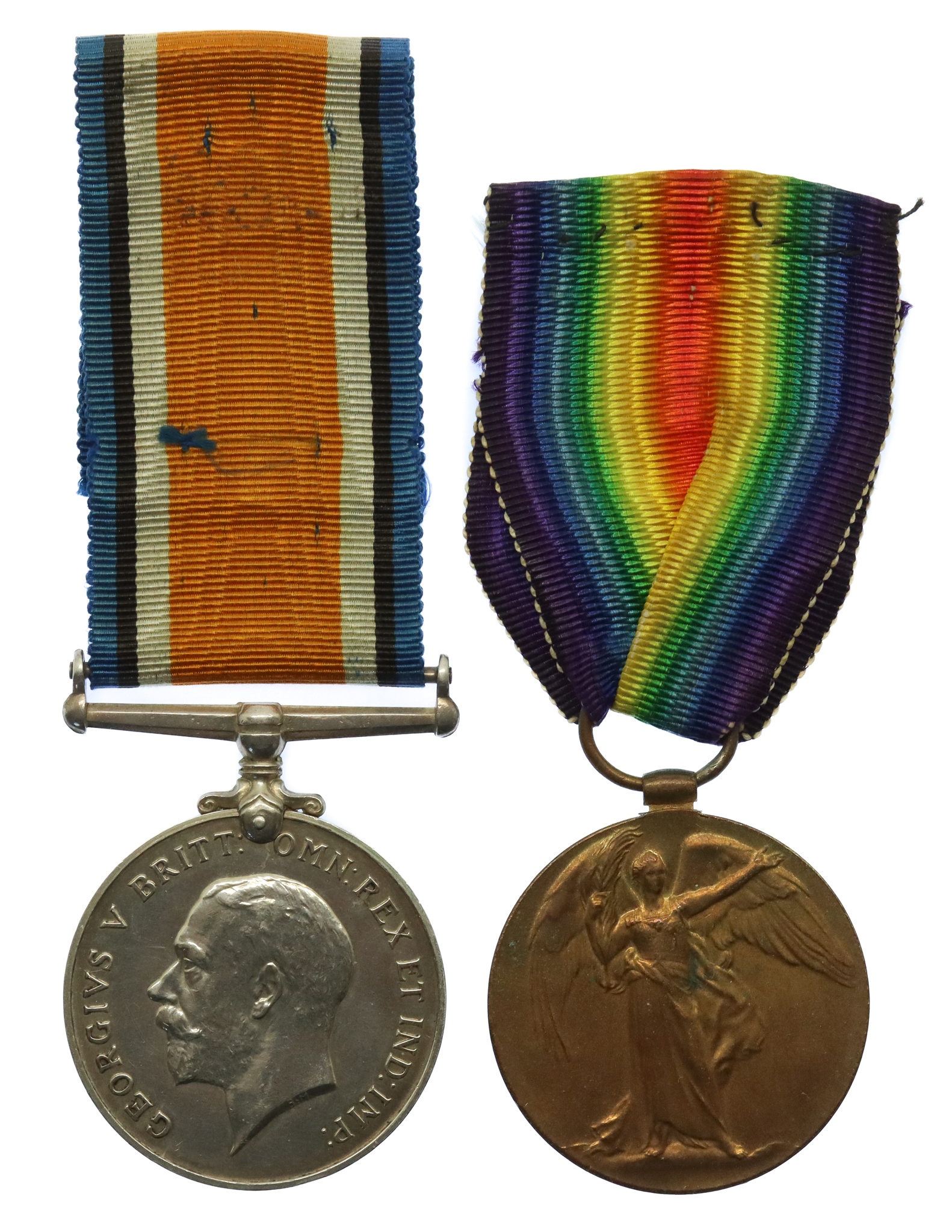 WW1 British War & Victory Casualty Medal Pair - Sjt. R. Cullen, 32nd (East Ham) Bn. Royal Fusiliers - Died of Wounds, 7/6/17