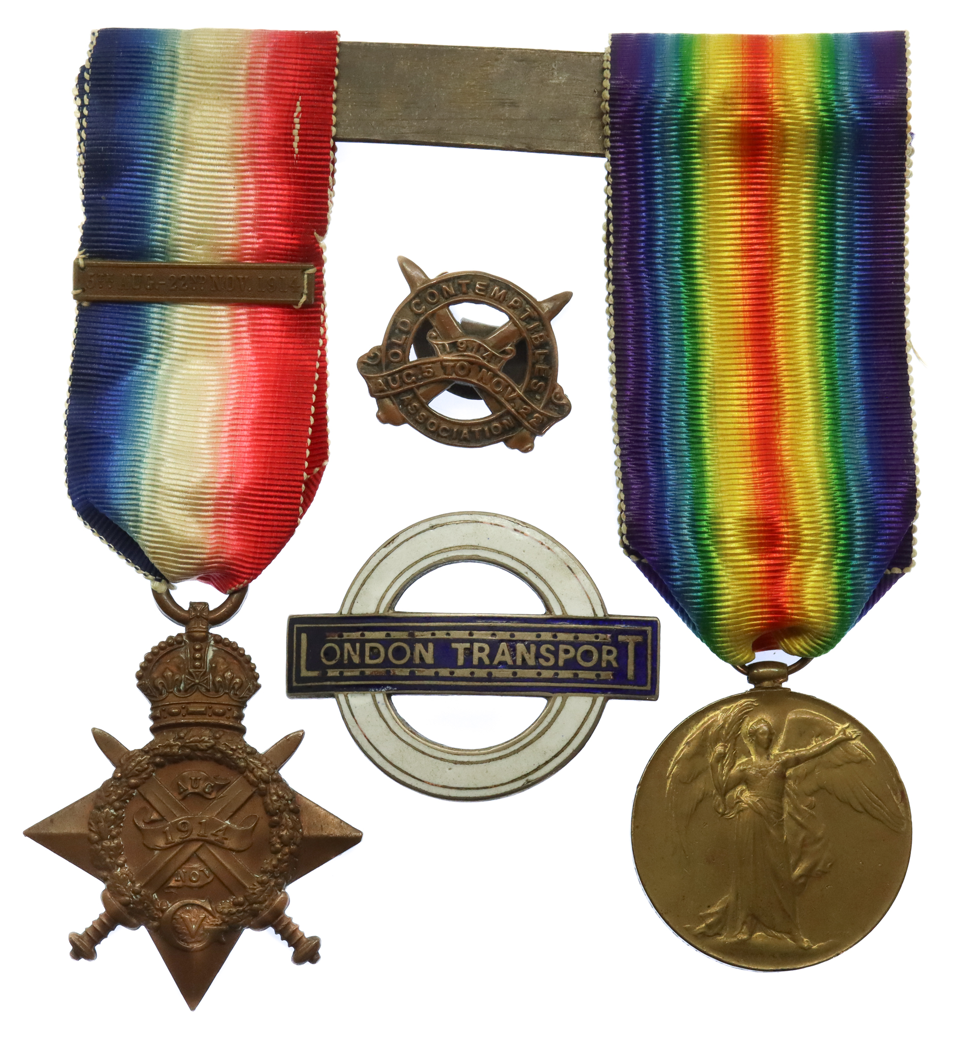 WW1 1914 Mons Star and Victory Medal - Sjt. R. Millington, Royal Horse Artillery and London Transport