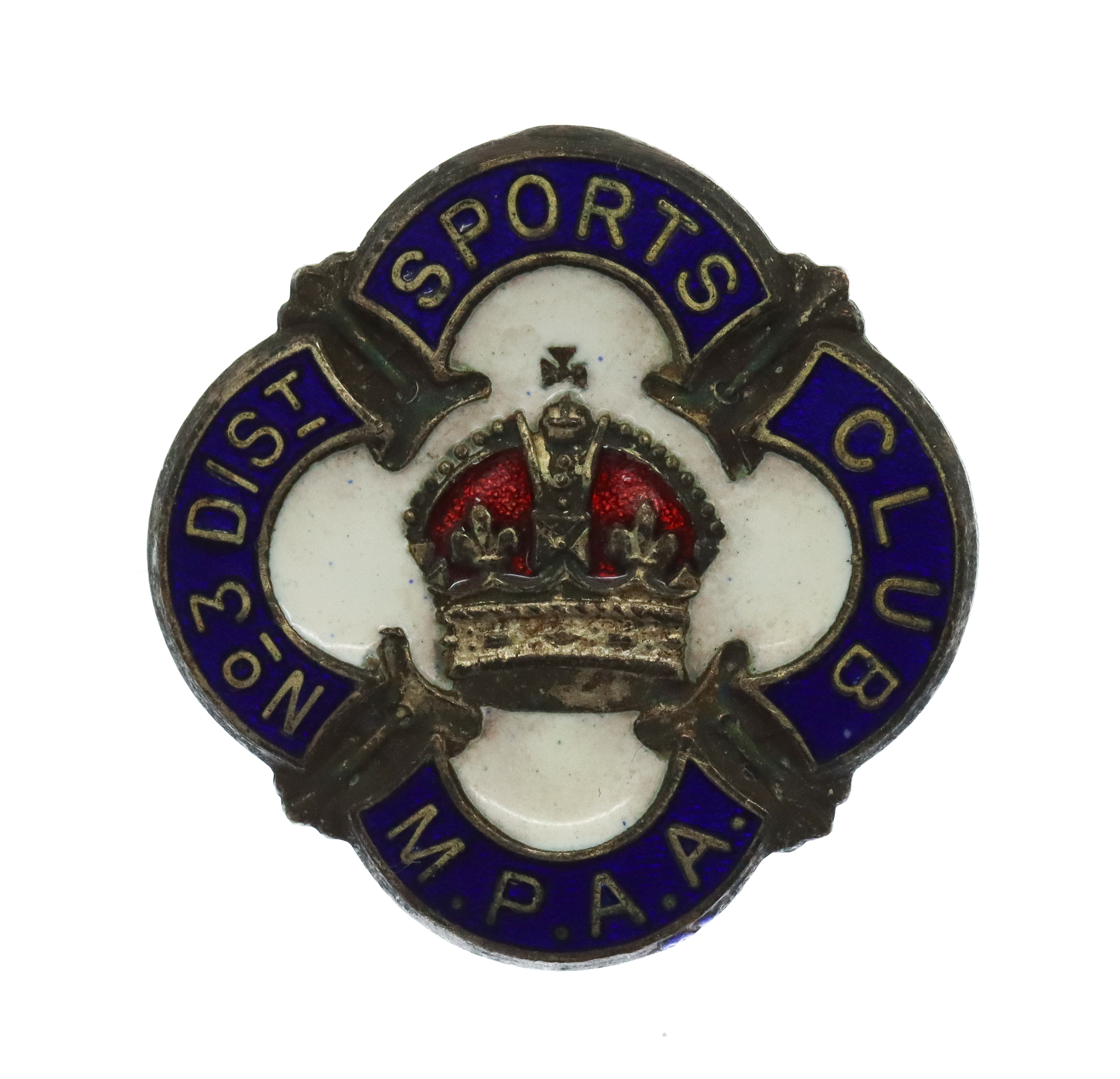 Metropolitan Police Athletics Association (M.P.A.A.) No.3 District Sports Club Enamelled Lapel Badge - King's Crown