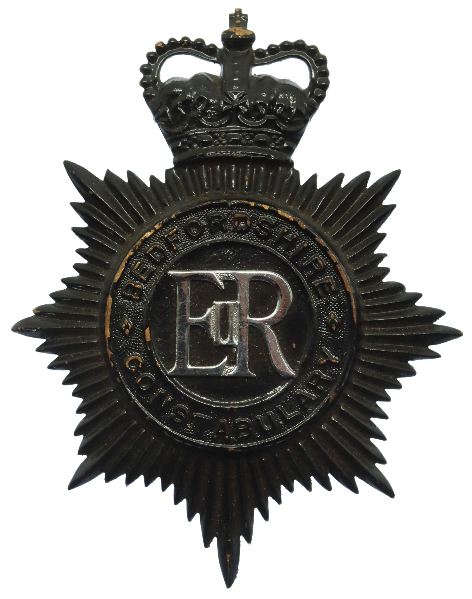 Bedfordshire Constabulary Night Helmet Plate - Queen's Crown