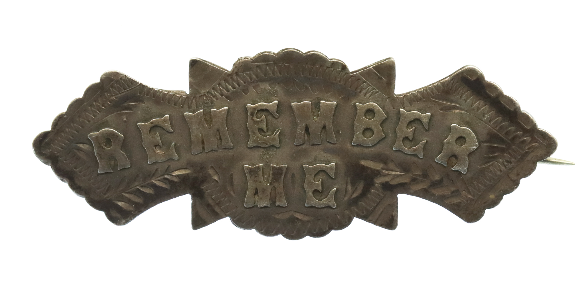 Victorian 1899 Hallmarked Silver 'Remember Me' Sweetheart Brooch