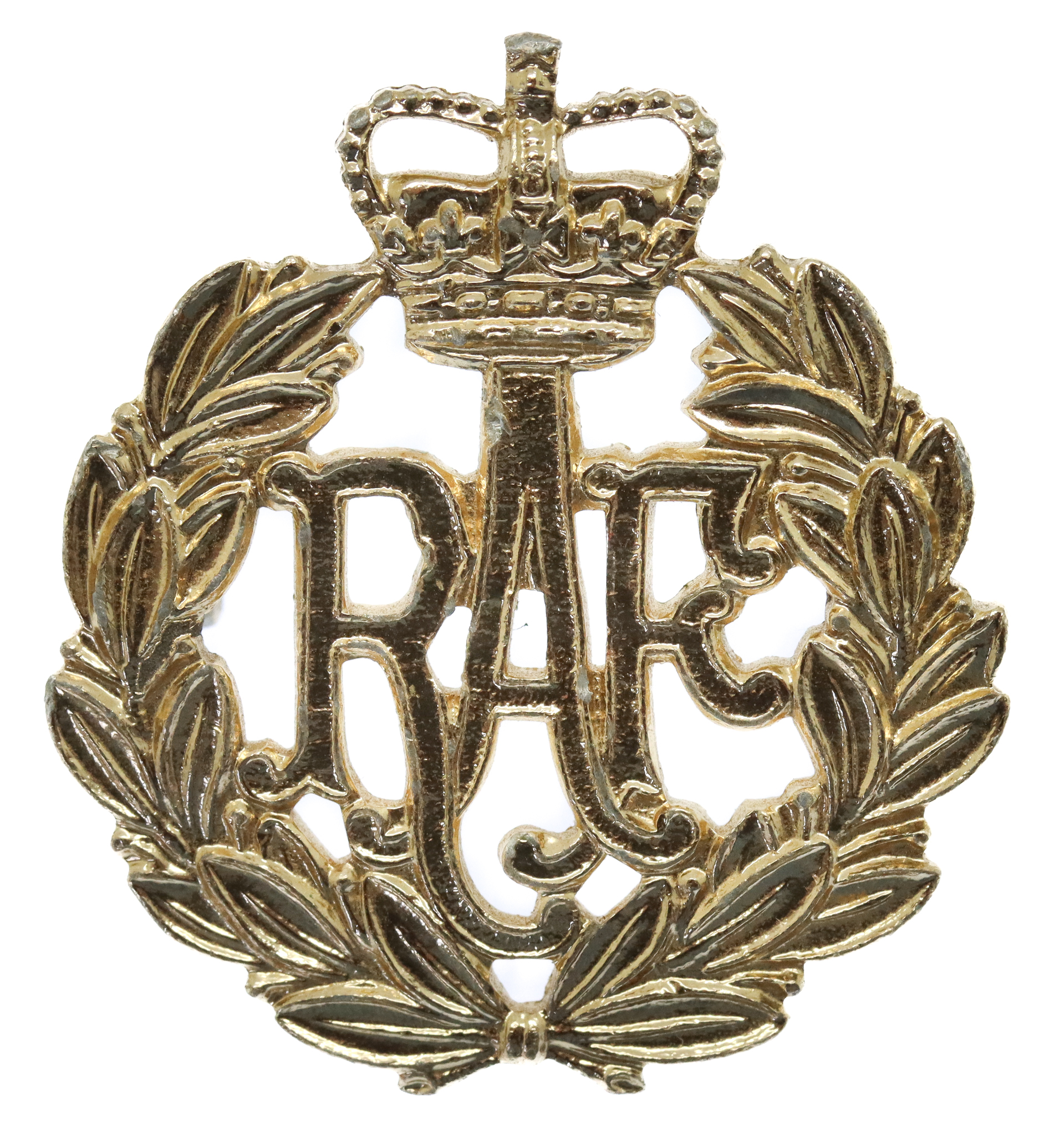 Royal Air Force (R.A.F.) Anodised (Staybrite) Cap Badge - Queen's Crown