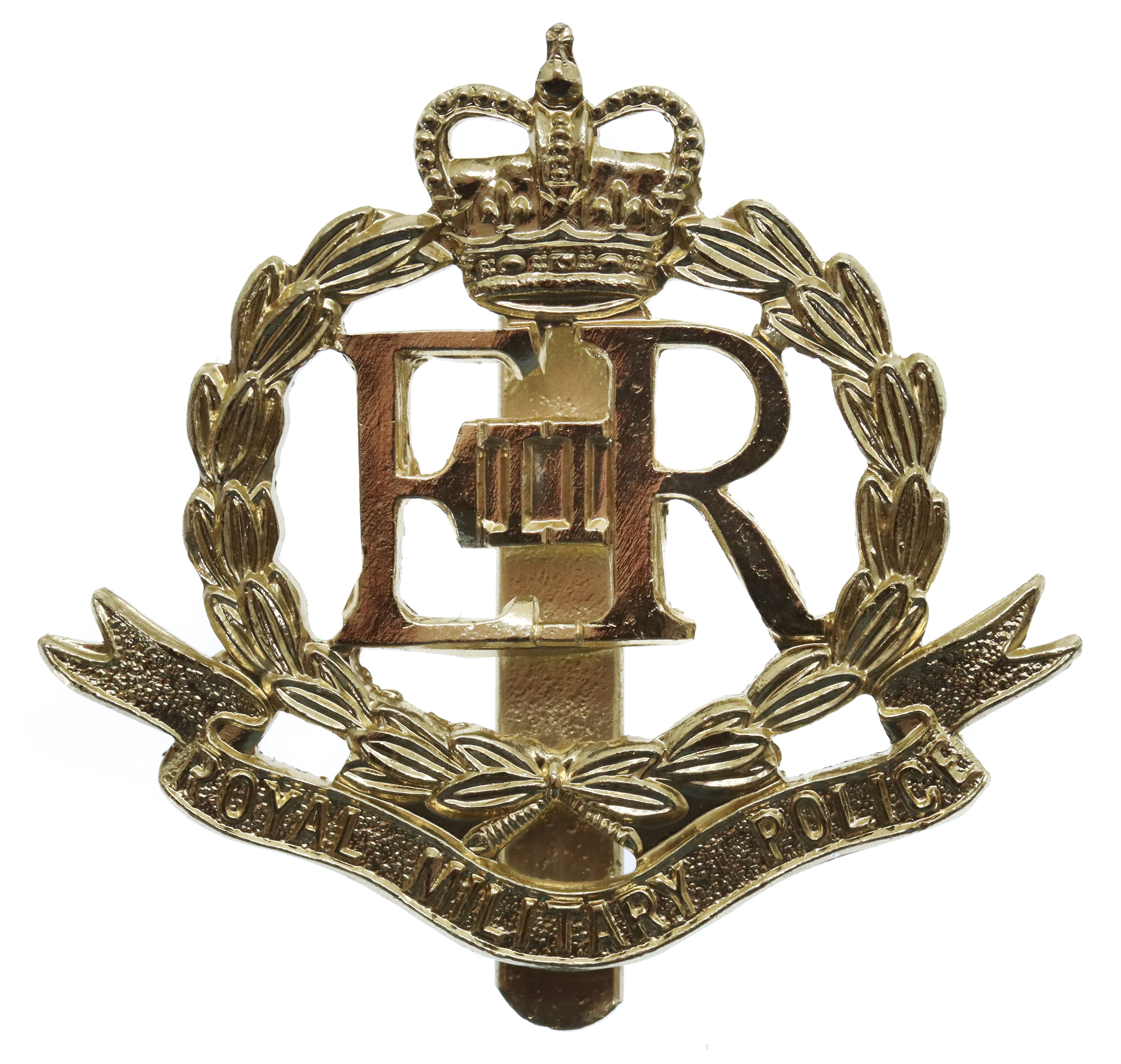 EIIR Royal Military Police (R.M.P.) Anodised (Staybrite) Cap Badge