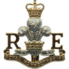 Royal Monmouthshire Royal Engineers Anodised (Staybrite) Cap Badge - Queen's Crown
