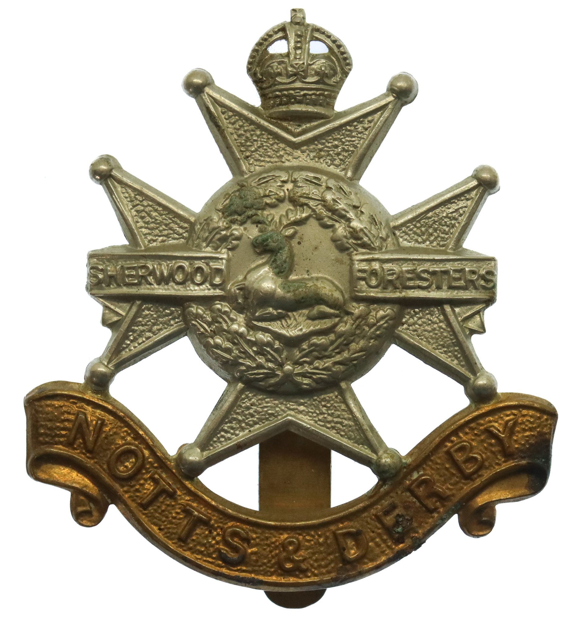 Notts & Derby Regiment (Sherwood Foresters) Cap Badge - King's Crown