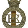 Dominica Police Force White Metal Cap Badge - Queen's Crown