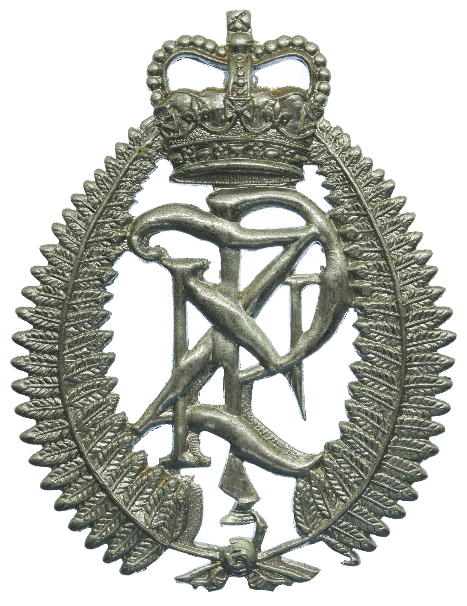 New Zealand Police Chrome Helmet Plate - Queen's Crown