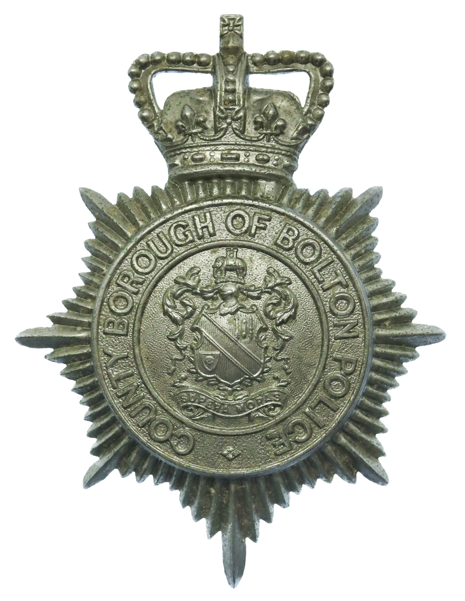 County Borough of Bolton Police Helmet Plate - Queen's Crown