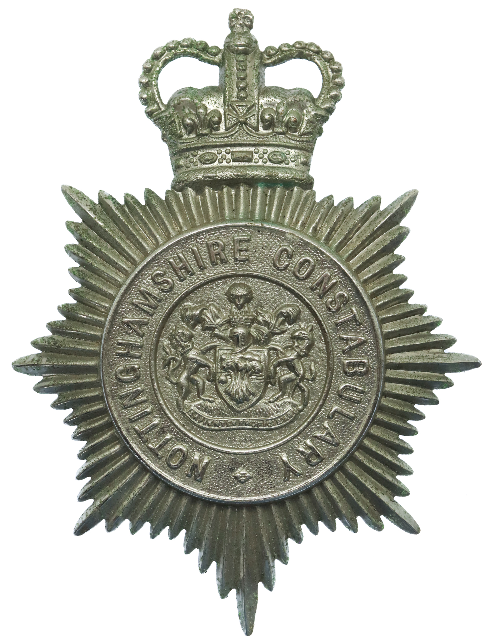 Nottinghamshire Constabulary Helmet Plate - Queen's Crown