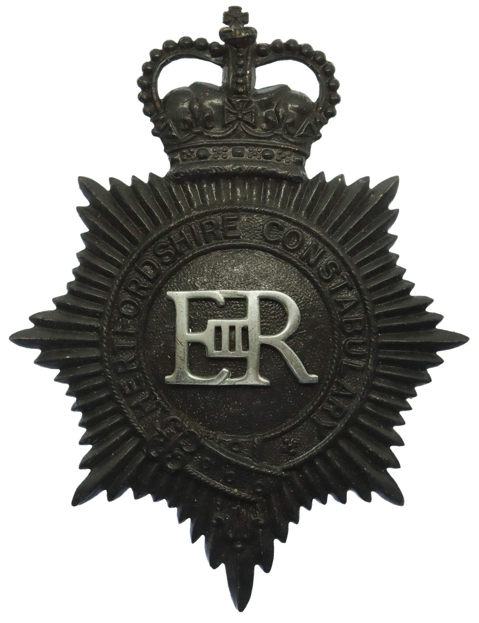 Hertfordshire Constabulary Night Helmet Plate - Queen's Crown