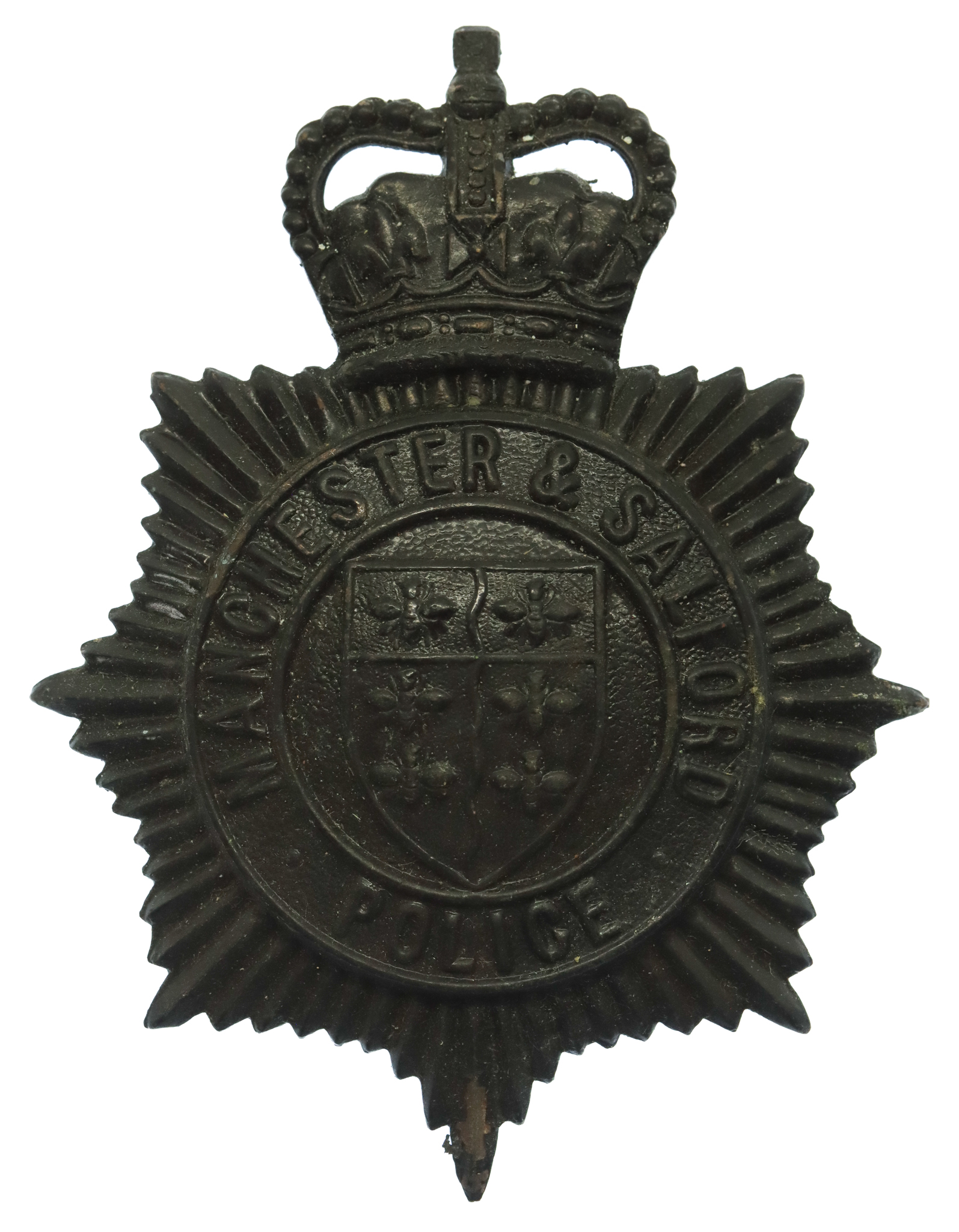 Manchester & Salford Police Night Helmet Plate - Queen's Crown