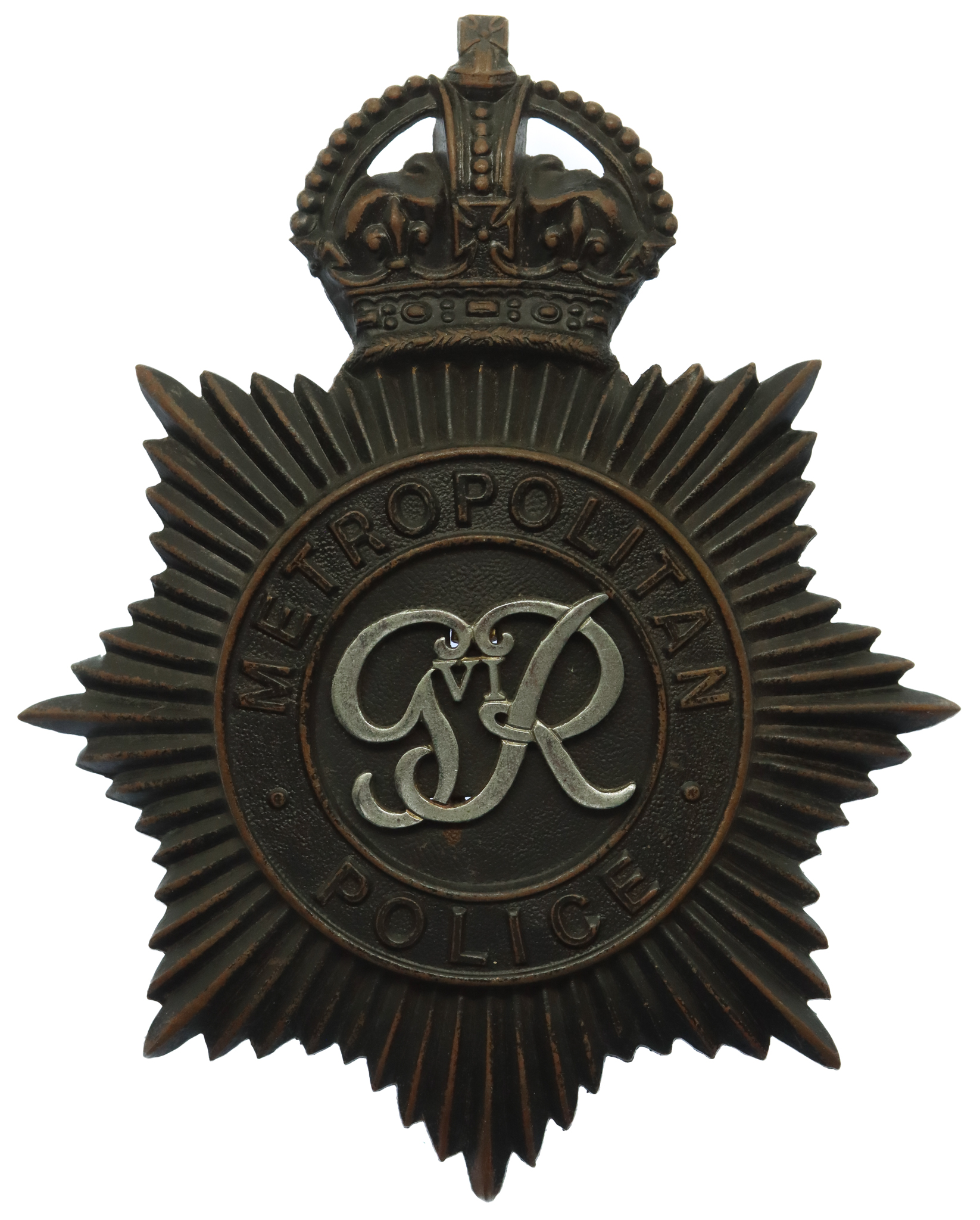 George VI Metropolitan Police Night Helmet Plate