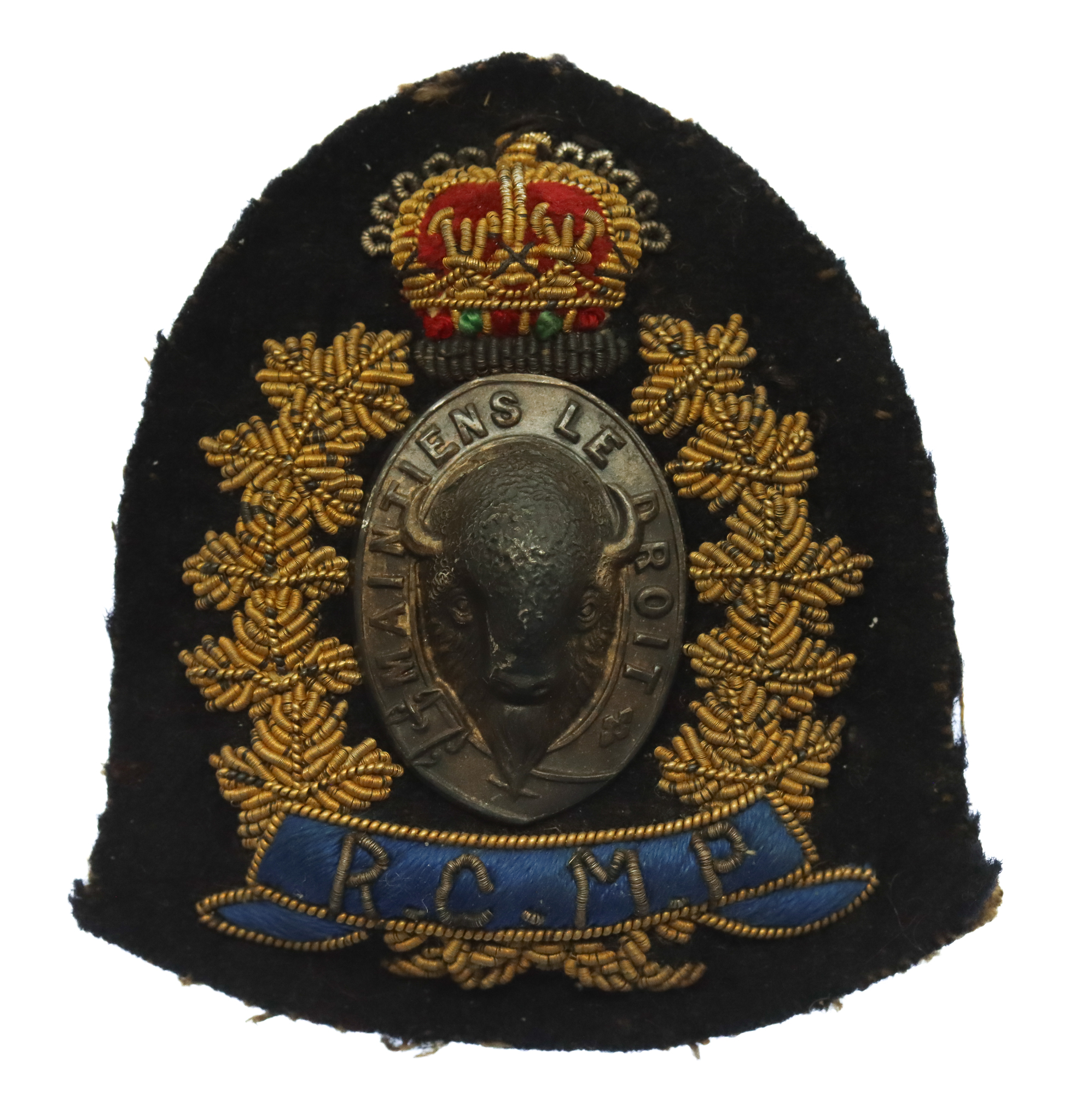 Royal Canadian Mounted Police (R.C.M.P.) Officer's Bullion Cap Badge
