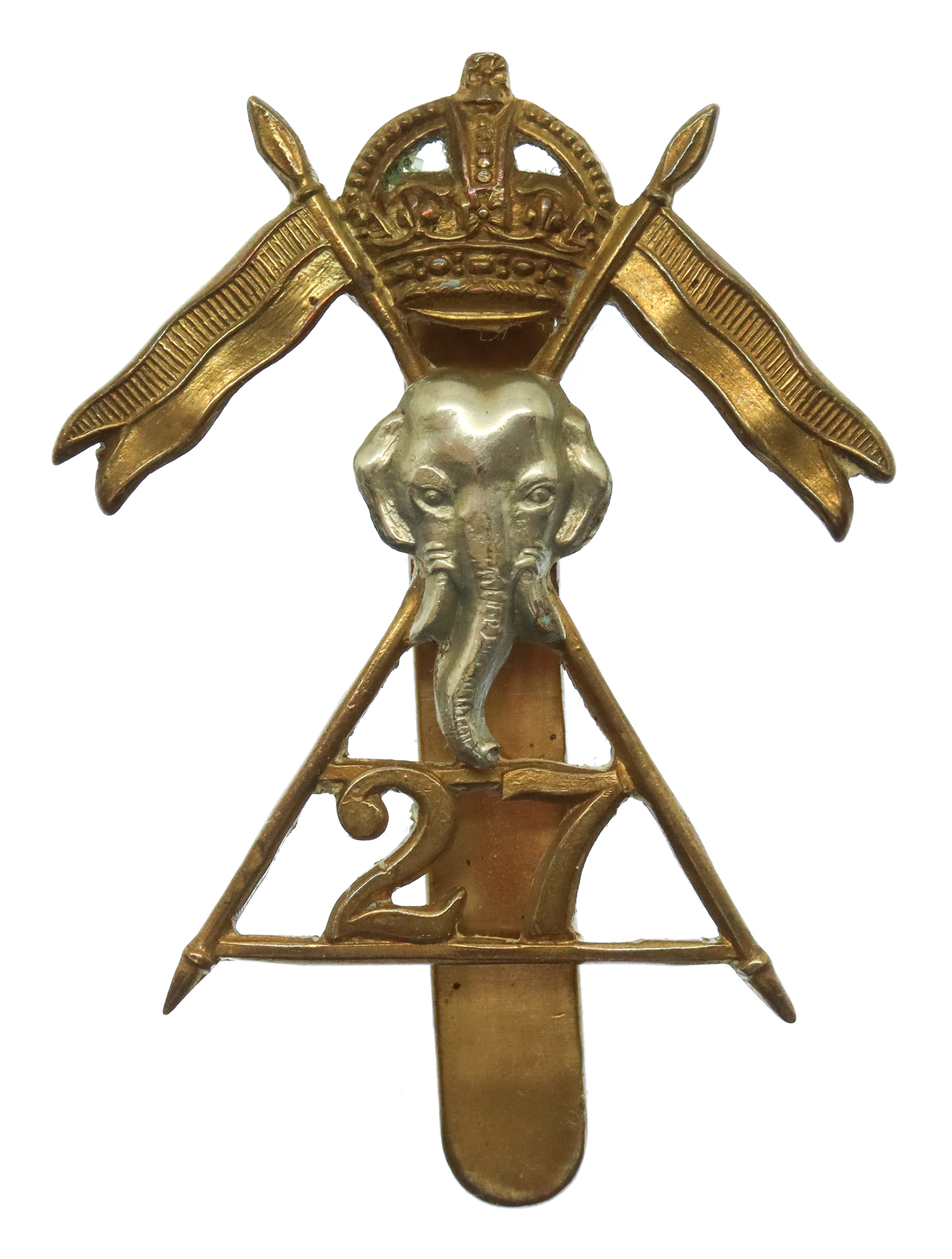 27th Lancers WW2 Cap Badge - King's Crown