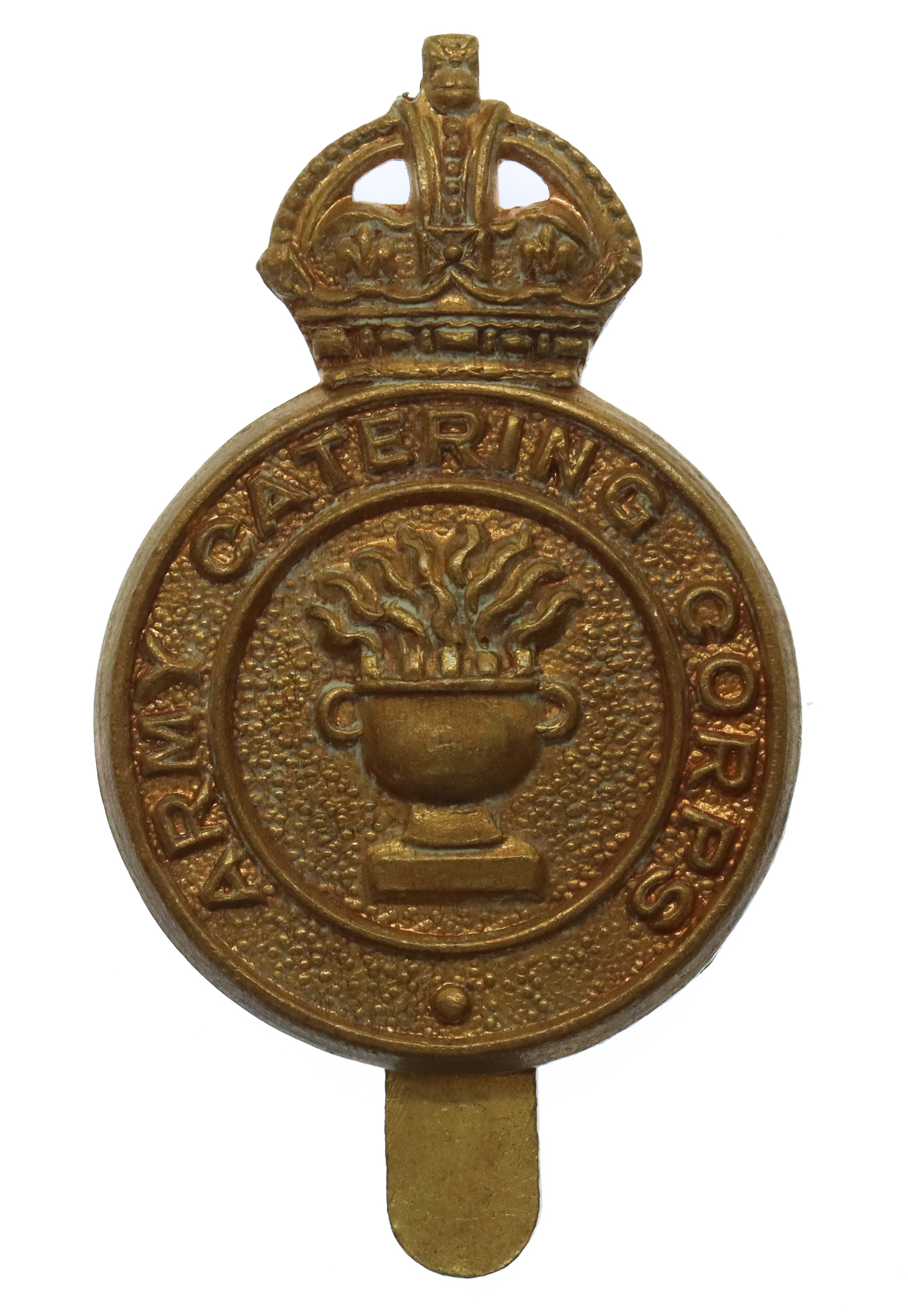 Army Catering Corps Brass Cap Badge - King's Crown