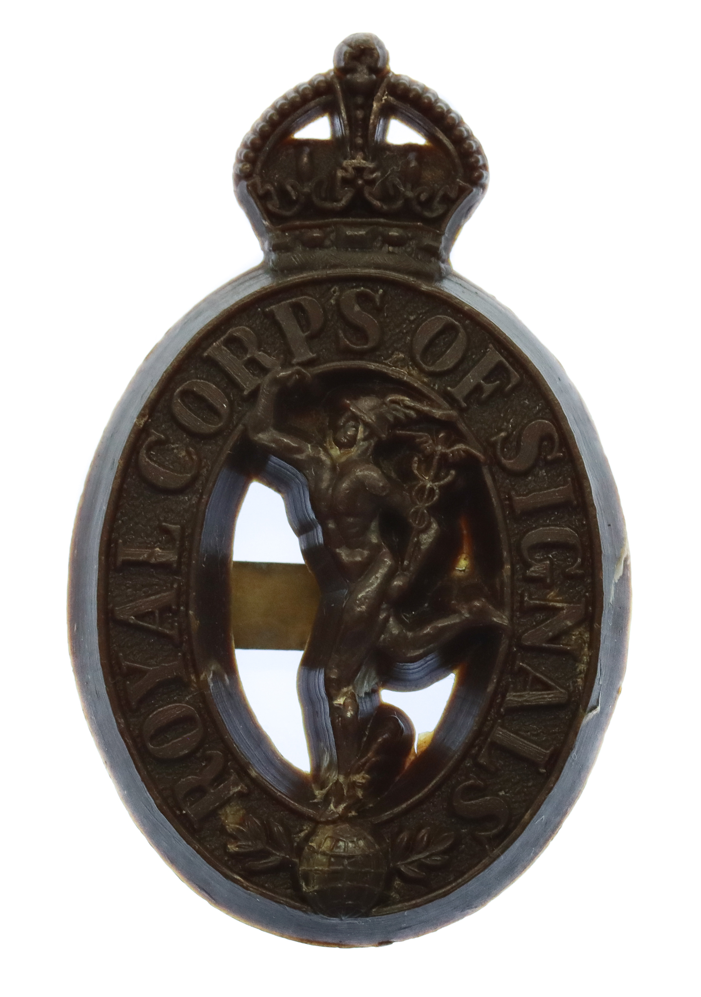 Royal Corps of Signals WW2 Plastic Economy Cap Badge