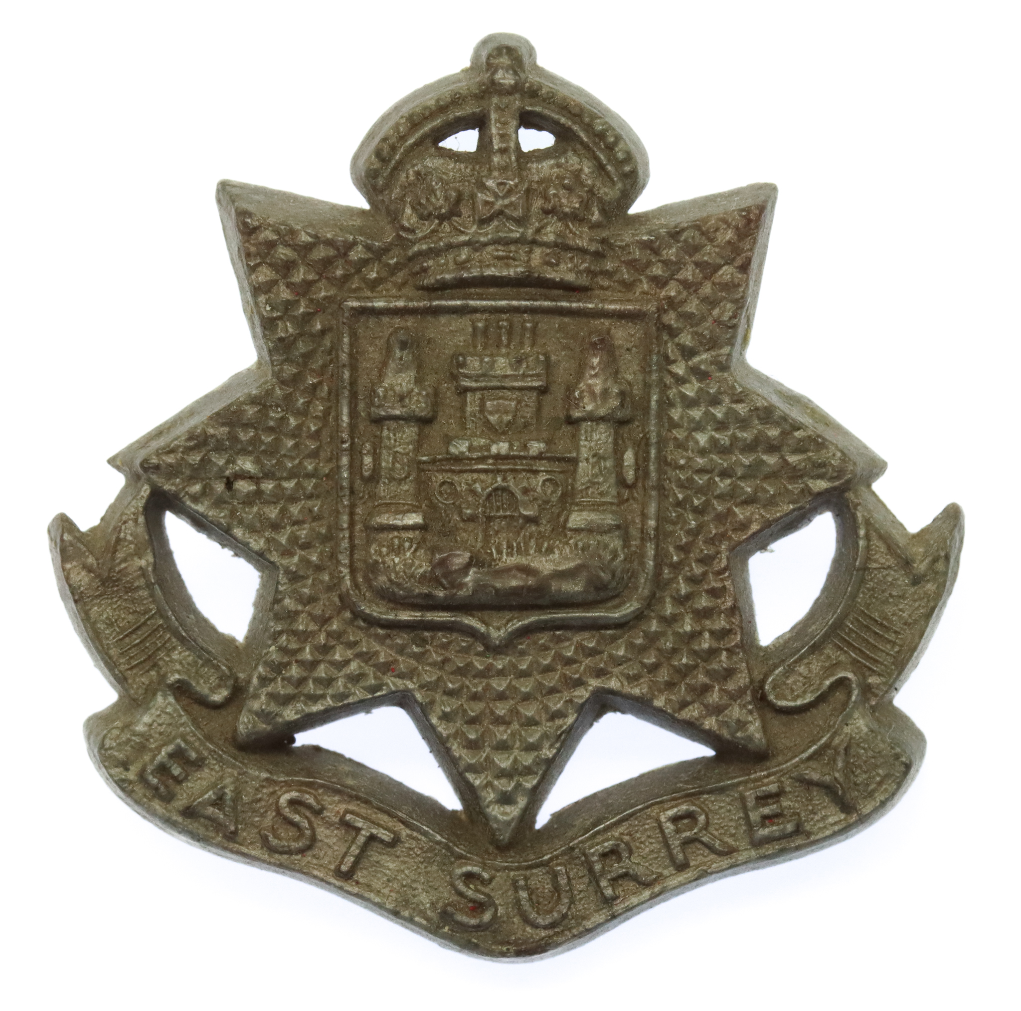 East Surrey Regiment WW2 Plastic Economy Cap Badge