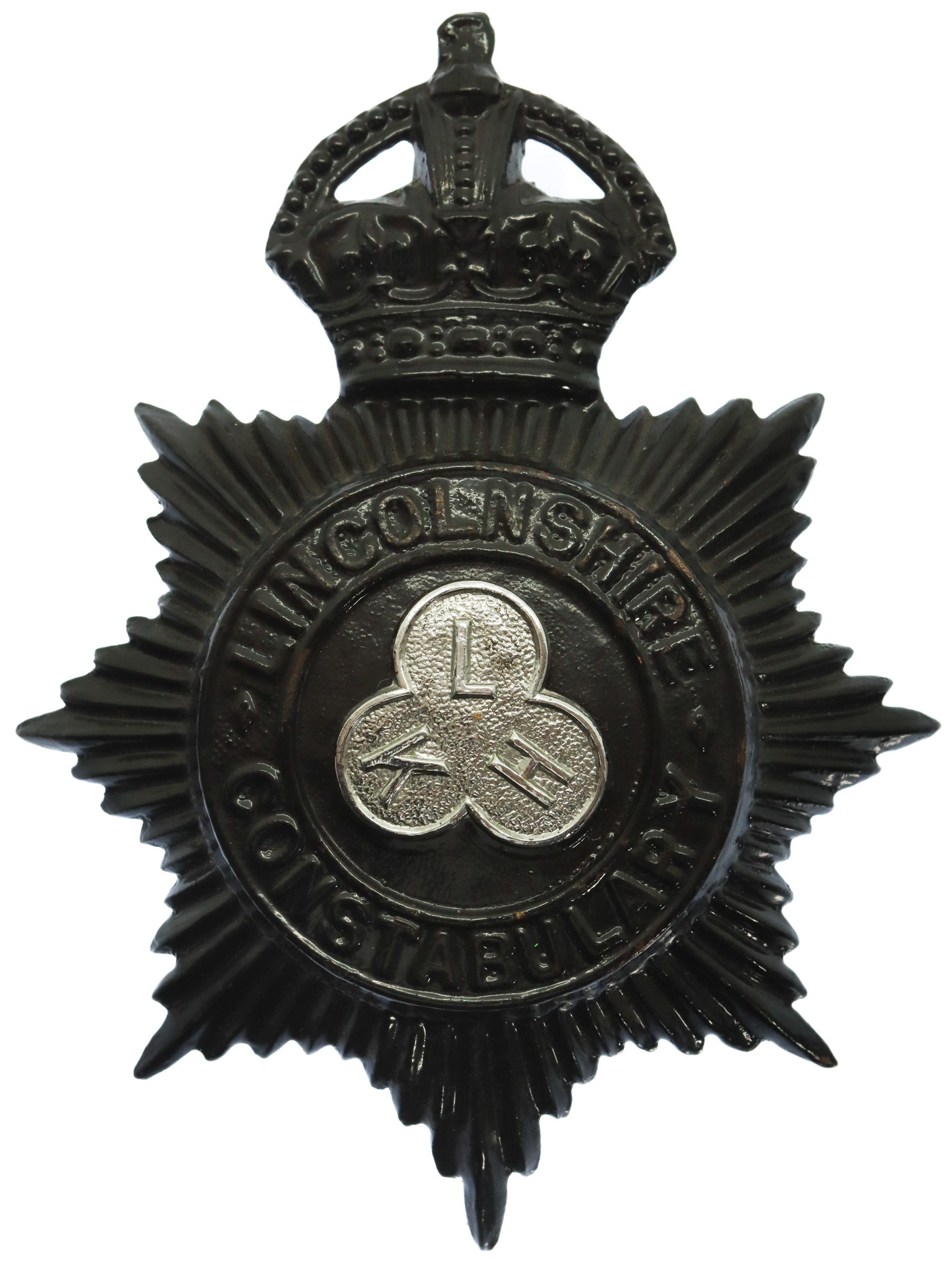 Lincolnshire Constabulary Night Helmet Plate - King's Crown