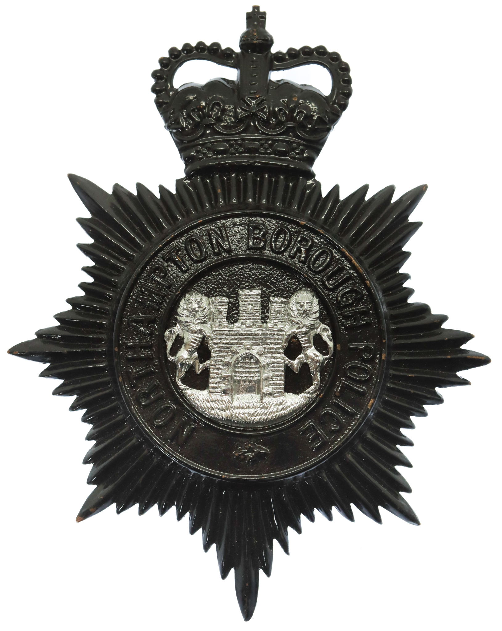 Northampton Borough Police Night Helmet Plate - Queen's Crown