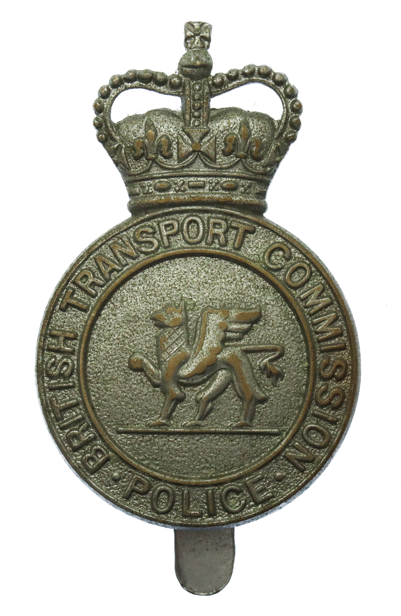 Scarce British Transport Commission (B.T.C.) Police Cap Badge - Queen's Crown