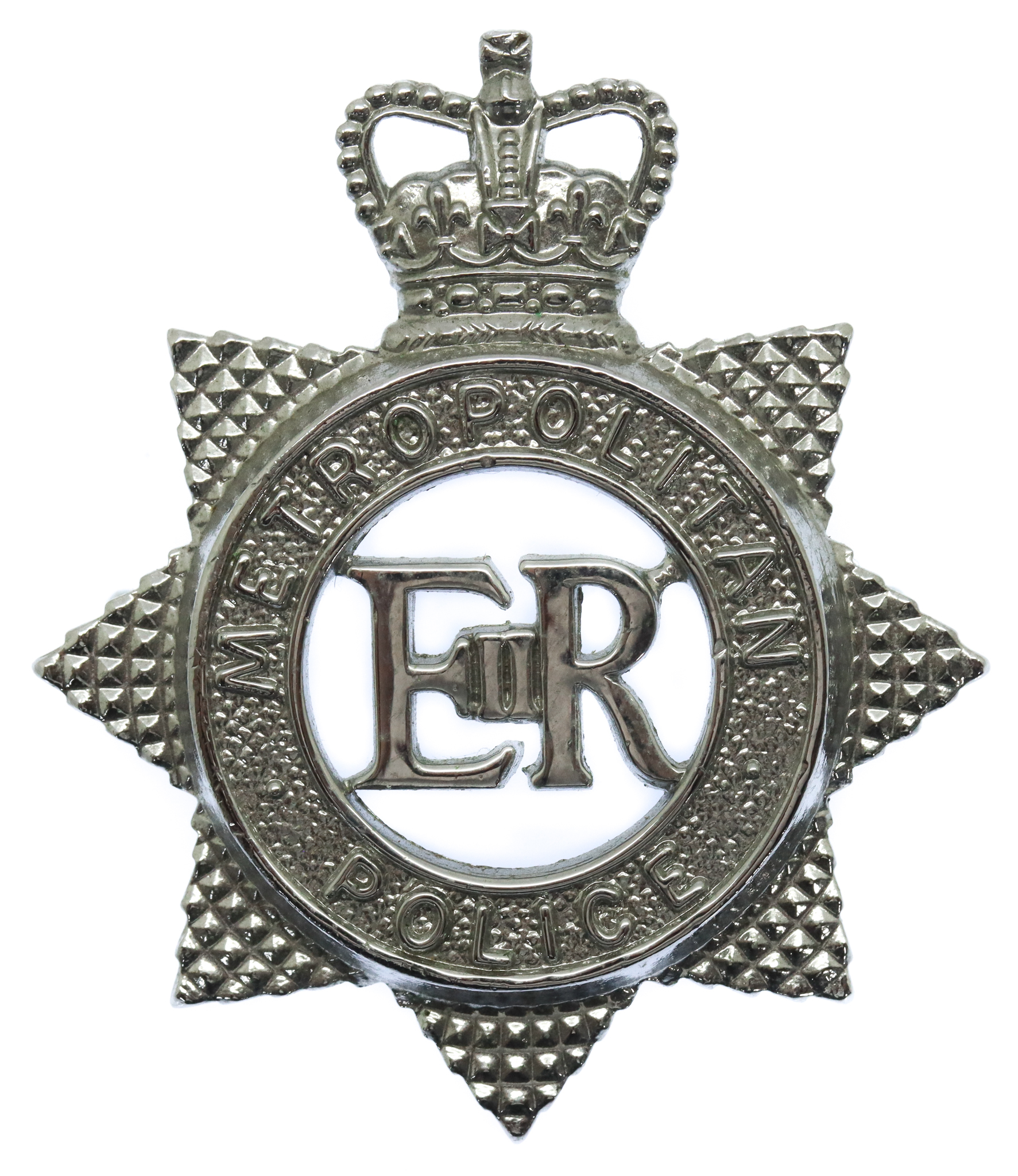 Metropolitan Police Chrome Star Cap Badge - Queen's Crown