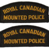 Pair of Royal Canadian Mounted Police (R.C.M.P.) Cloth Shoulder Titles Patches