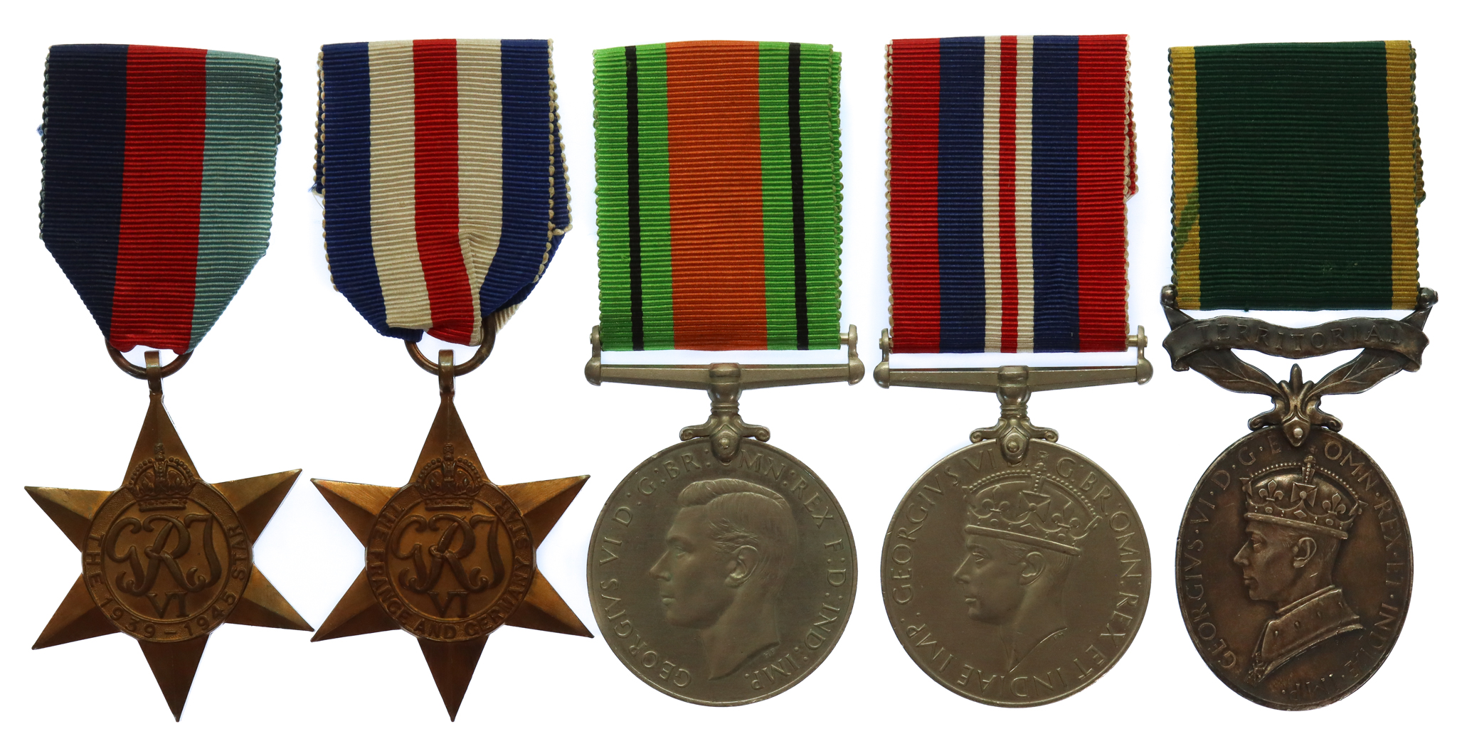 WW2 Territorial Efficiency Medal Group of Five - Bmbr. L. Hart, 42nd Searchlight Regt, Royal Artillery (The Robin Hoods)