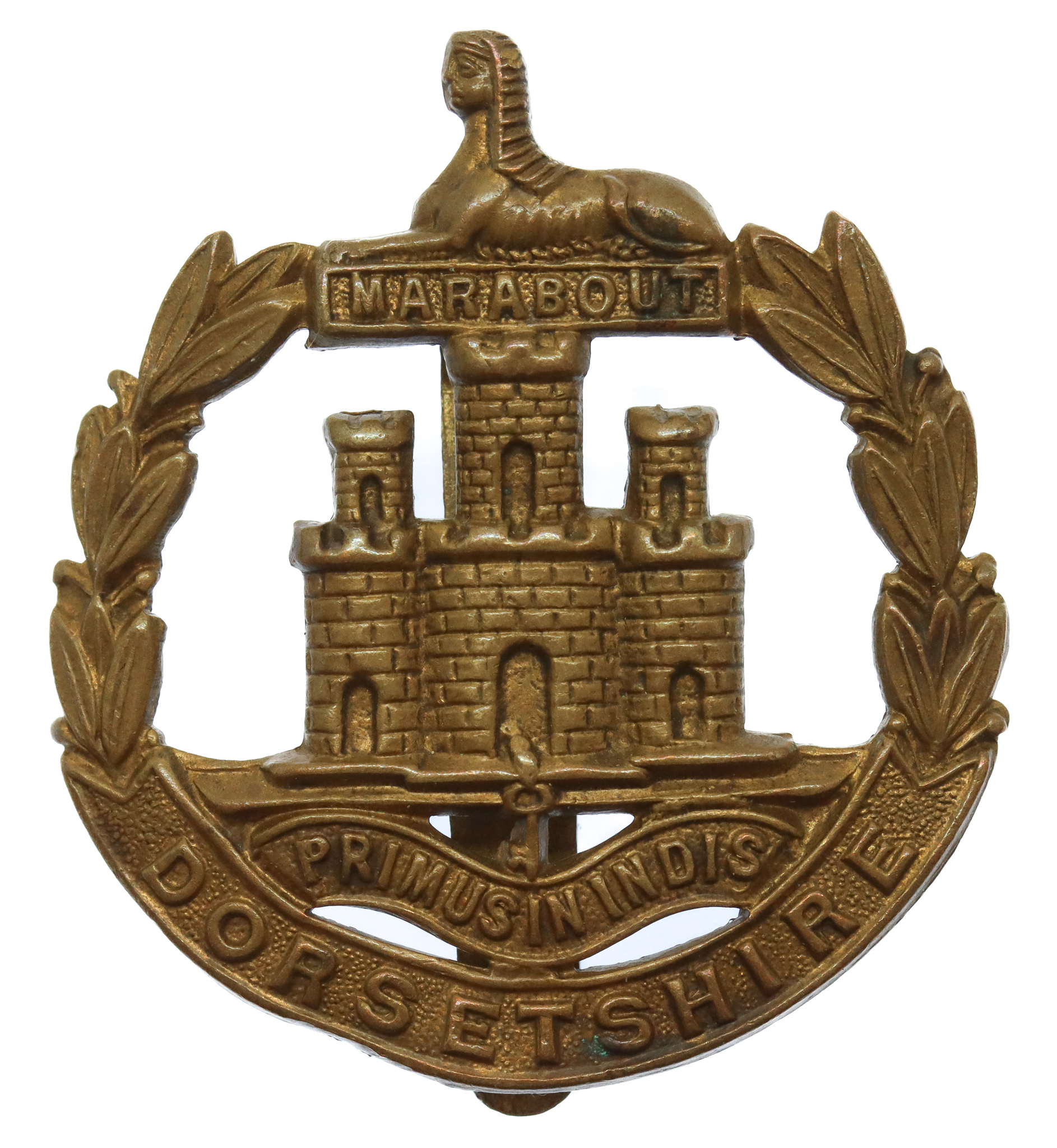 Dorsetshire Regiment WW1 All Brass Economy Cap Badge