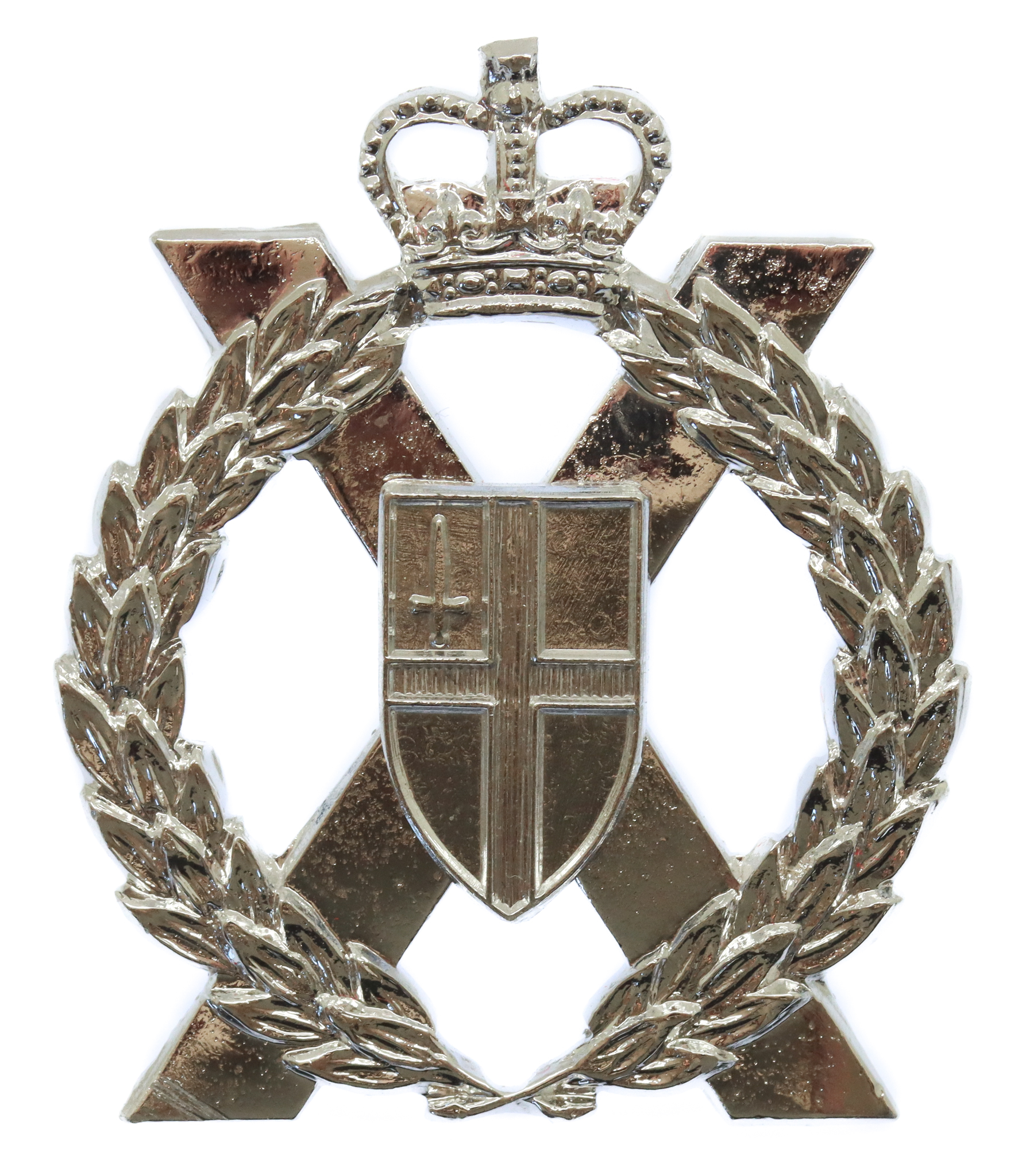 London Territorials Anodised (Staybrite) Cap Badge - Queen's Crown
